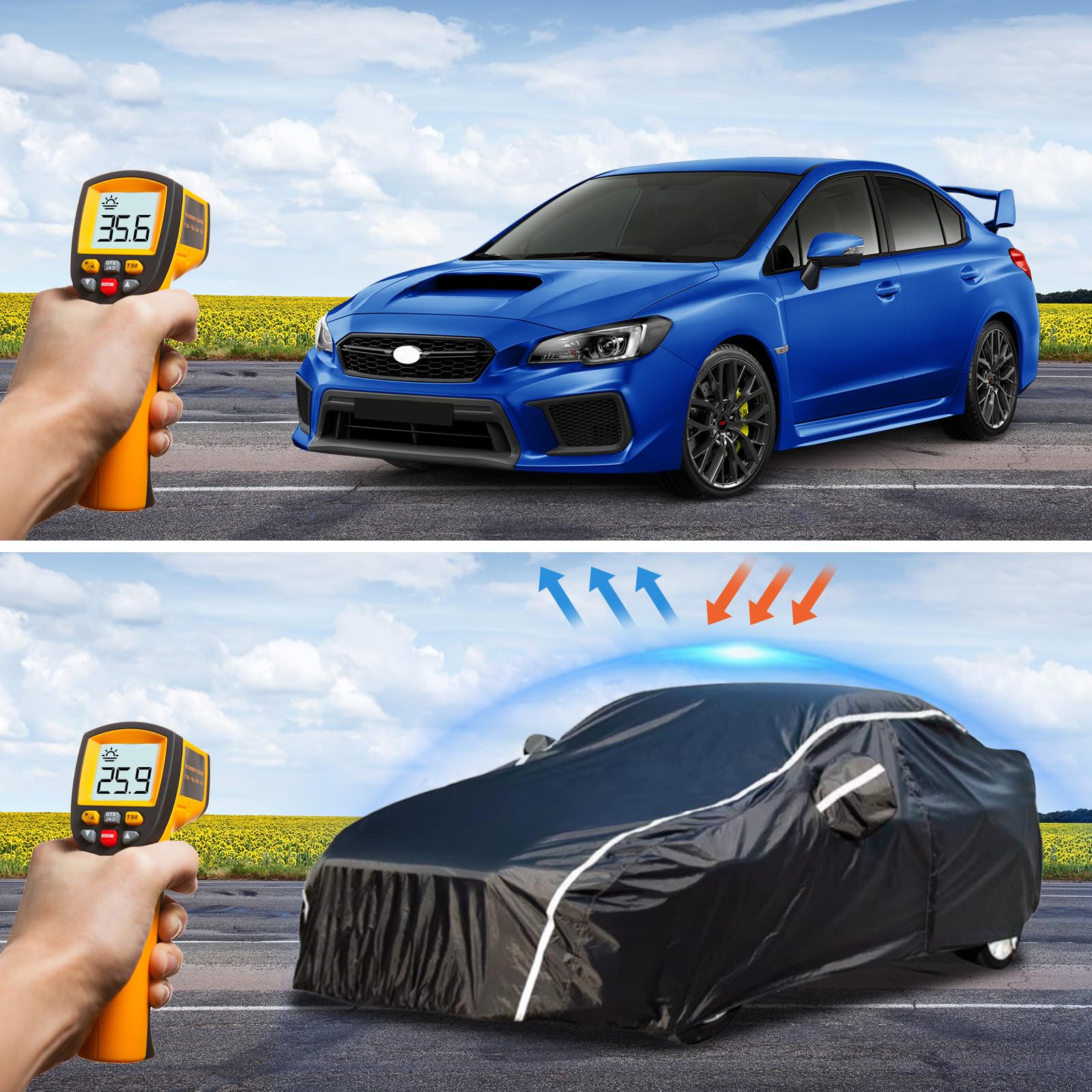 Blshwez Multi-Layer All Weather Waterproof Car Cover for Subaru WRX Impreza WRX STI 2007-2026 Custom Fit Snow Rain — view 4
