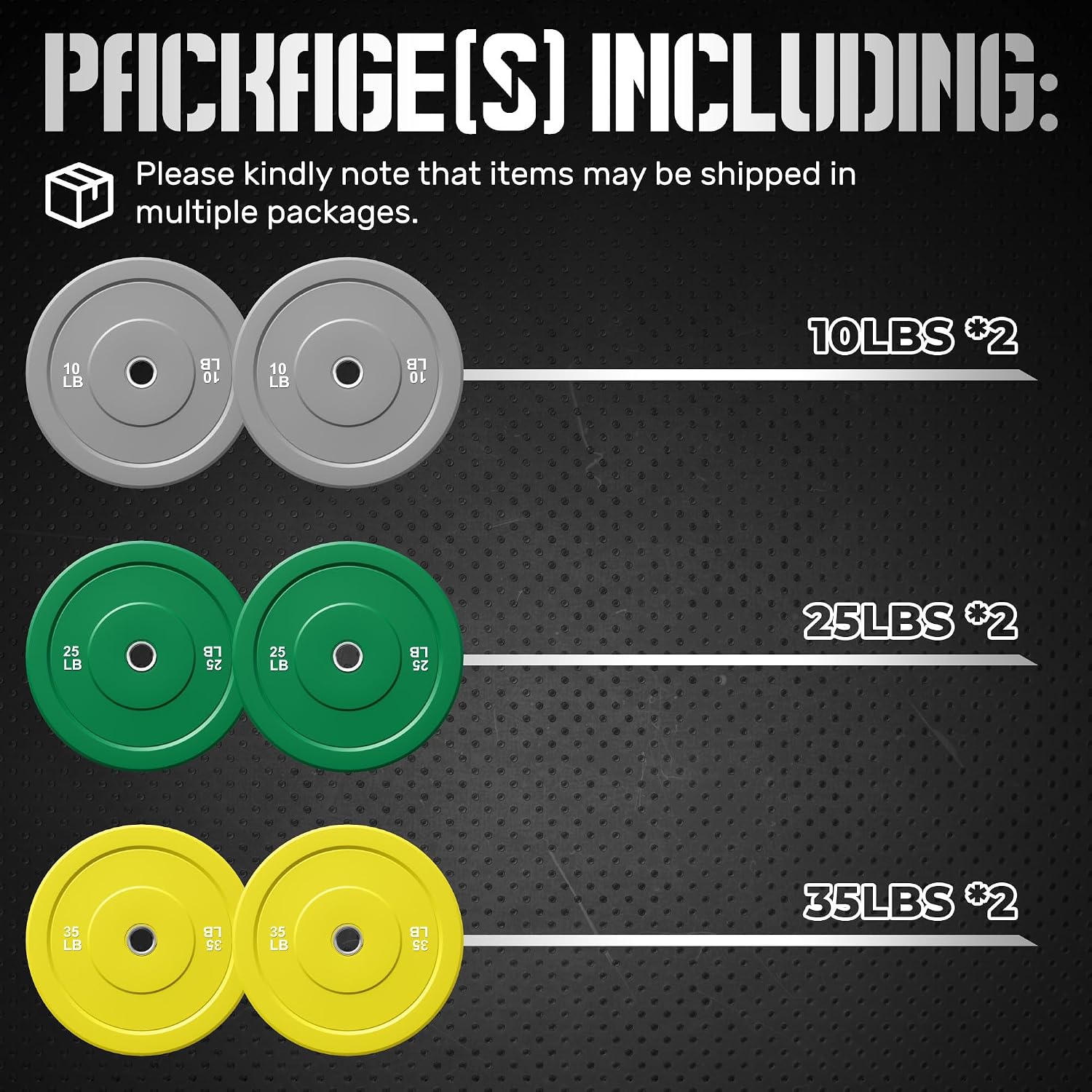 Colored Bumper Weight Plates Olympic Weight Plate Set 2-Inch, 10/15/25/35lb Rubber Weight Plates Set for Strength Training Home Gym, Barbell Weights Plates for Heavy Weight Lifting