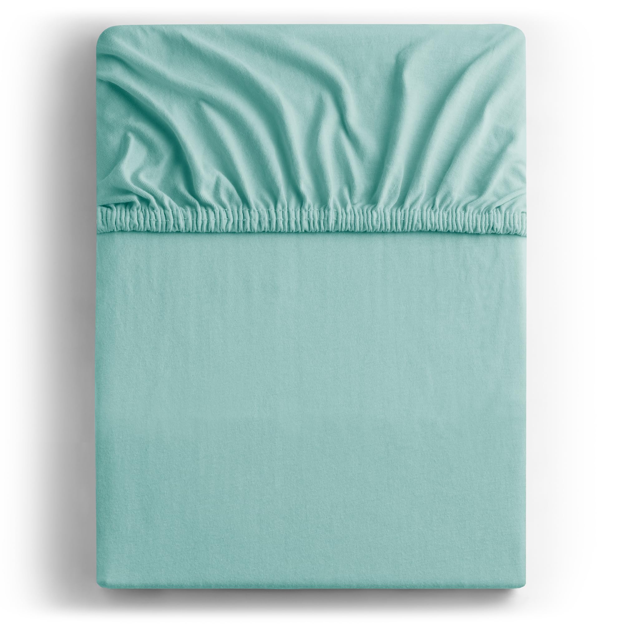 DecoKing Fitted Sheet Double 100% Combed Cotton Soft Jersey Bed Sheet 120x200-140x200 cm Light Turquoise Amber - Image 2