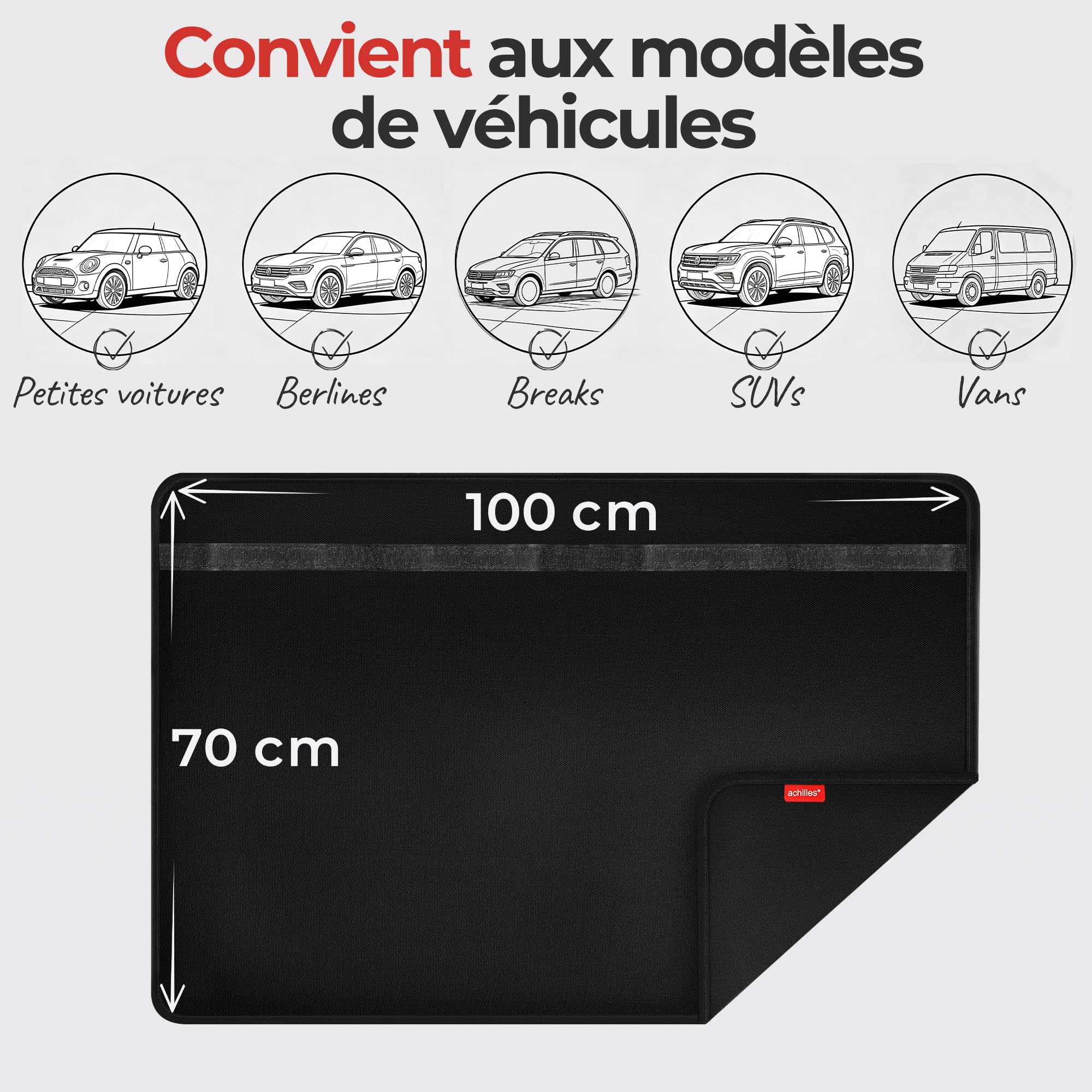 Achilles Tapis Coffre Voiture — Housse Pare-Chocs Anti-Rayures – Protection Coffre Chien – pour Transport Animaux et Bagages – 100x70 cm Noir
