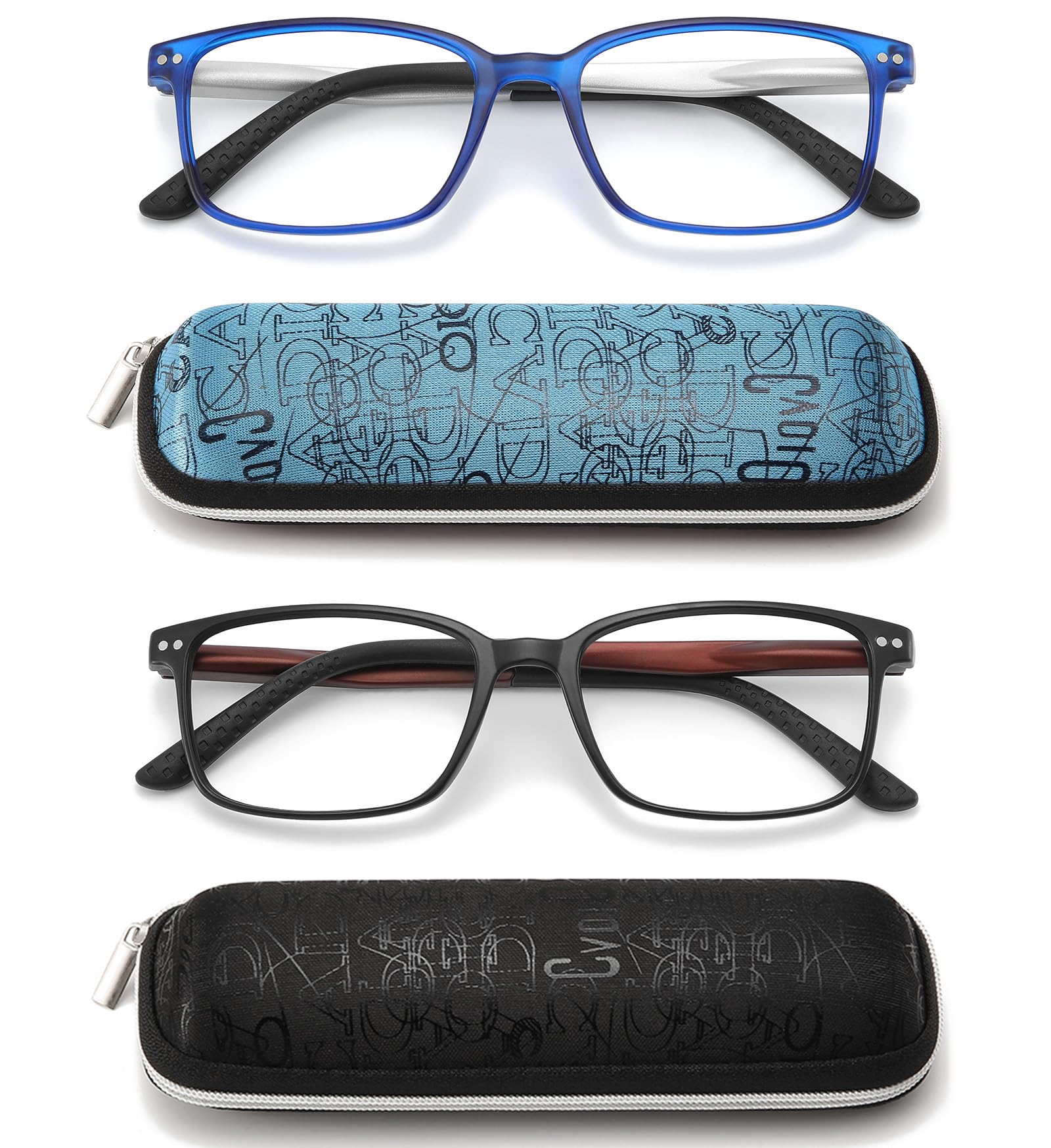 RaoOG Reading Glasses for Men with Spring hinges Professional Computer Readers with Blue Light Protection and Case