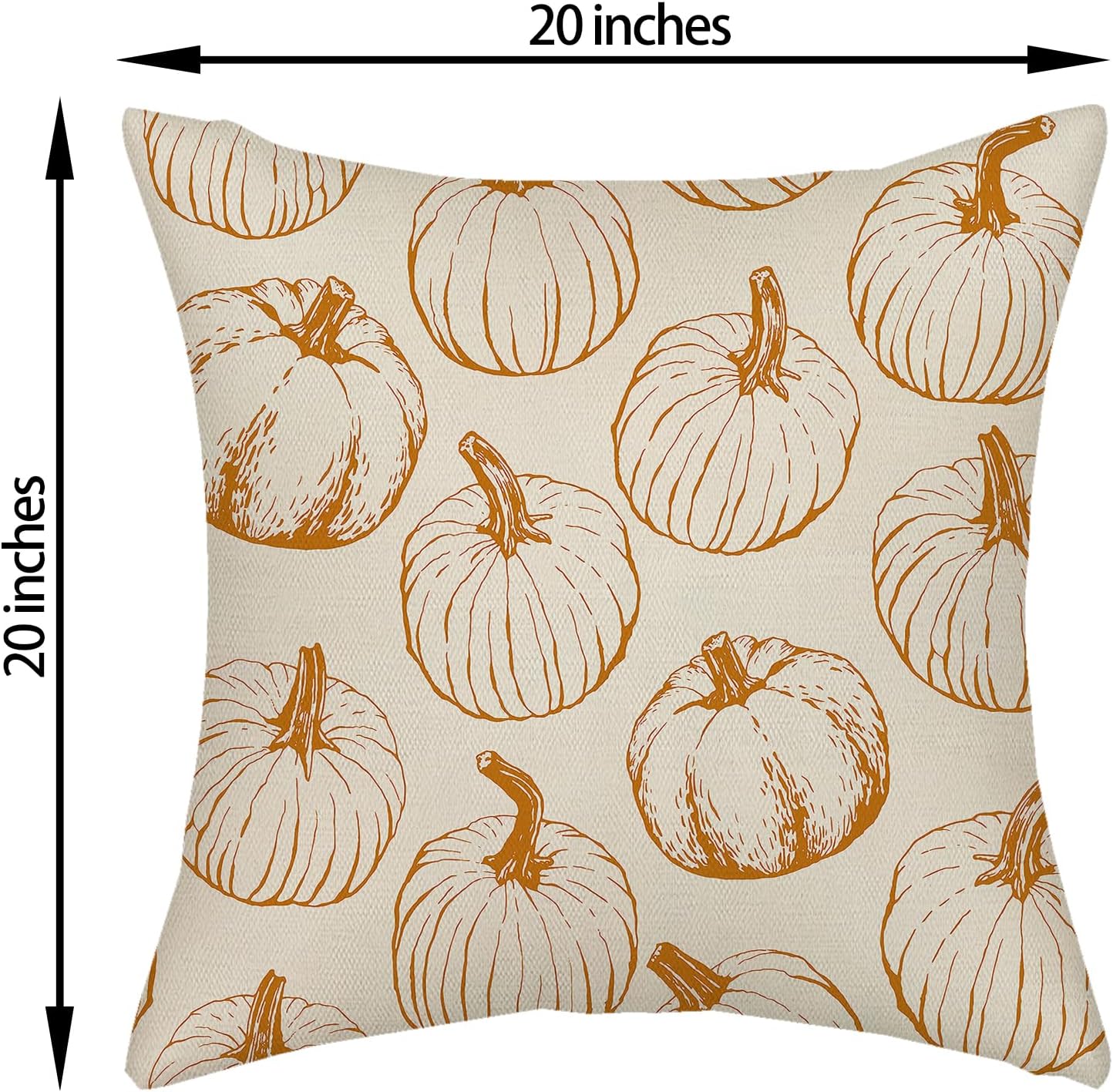 AGAYNA Fall Pillow Covers 20x20 Autumn Burnt Orange Pumpkins Print Decor Throw Pillows Case for Couch Thanksgiving Harvest Farmhouse Indoor Outdoor Decorative Cushion Cases for Sofa Bed Set of 2 image 2