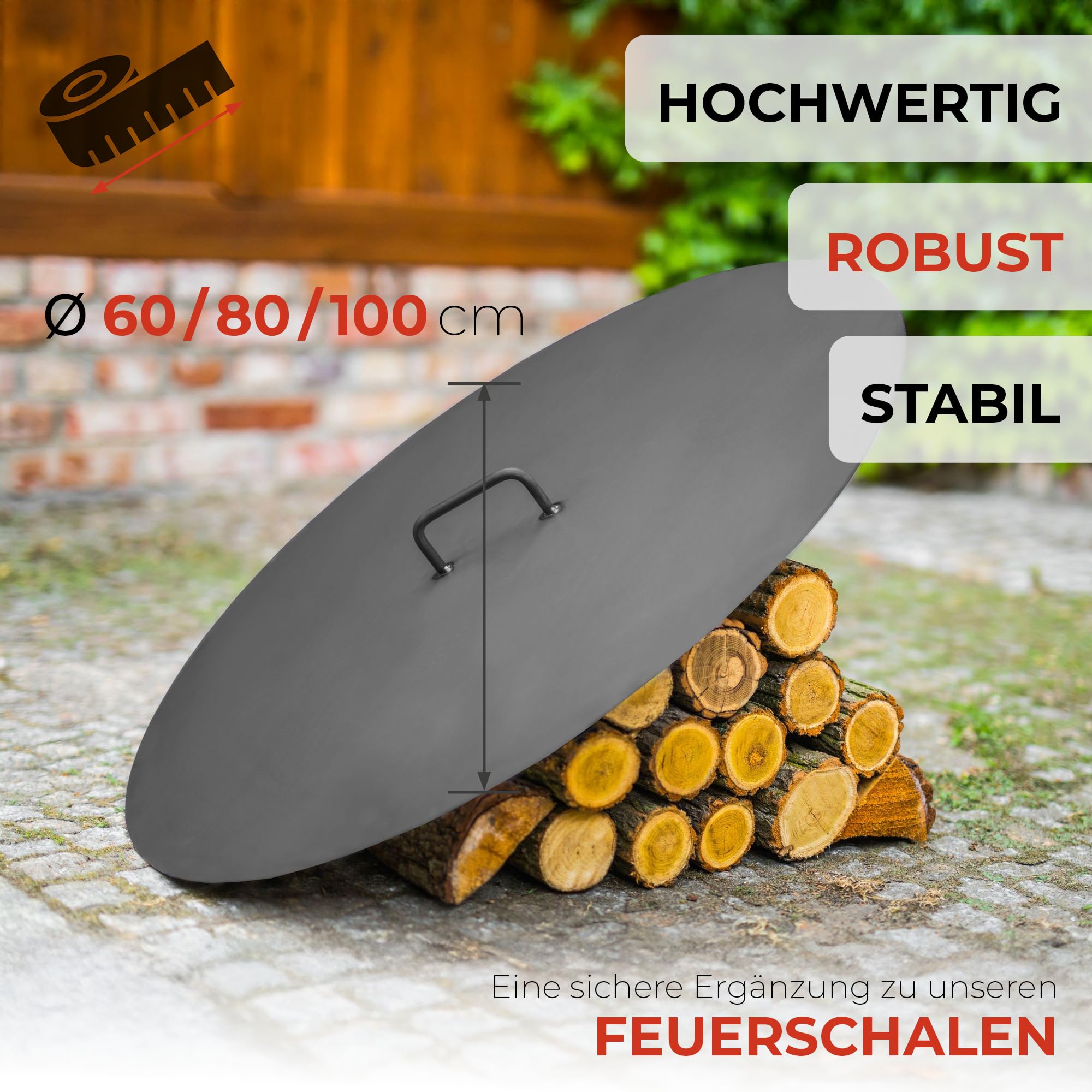 CookKing Stahl Deckel Ø 61 cm | Zubehör für Feuerschalen | Passgenaue Abdeckung für Ø 60 cm Feuerschalen | Schutz vor Ascheflug & unkontrolliertem Feuer | Hochwertiger Rohstahl | Handmade in Europe |