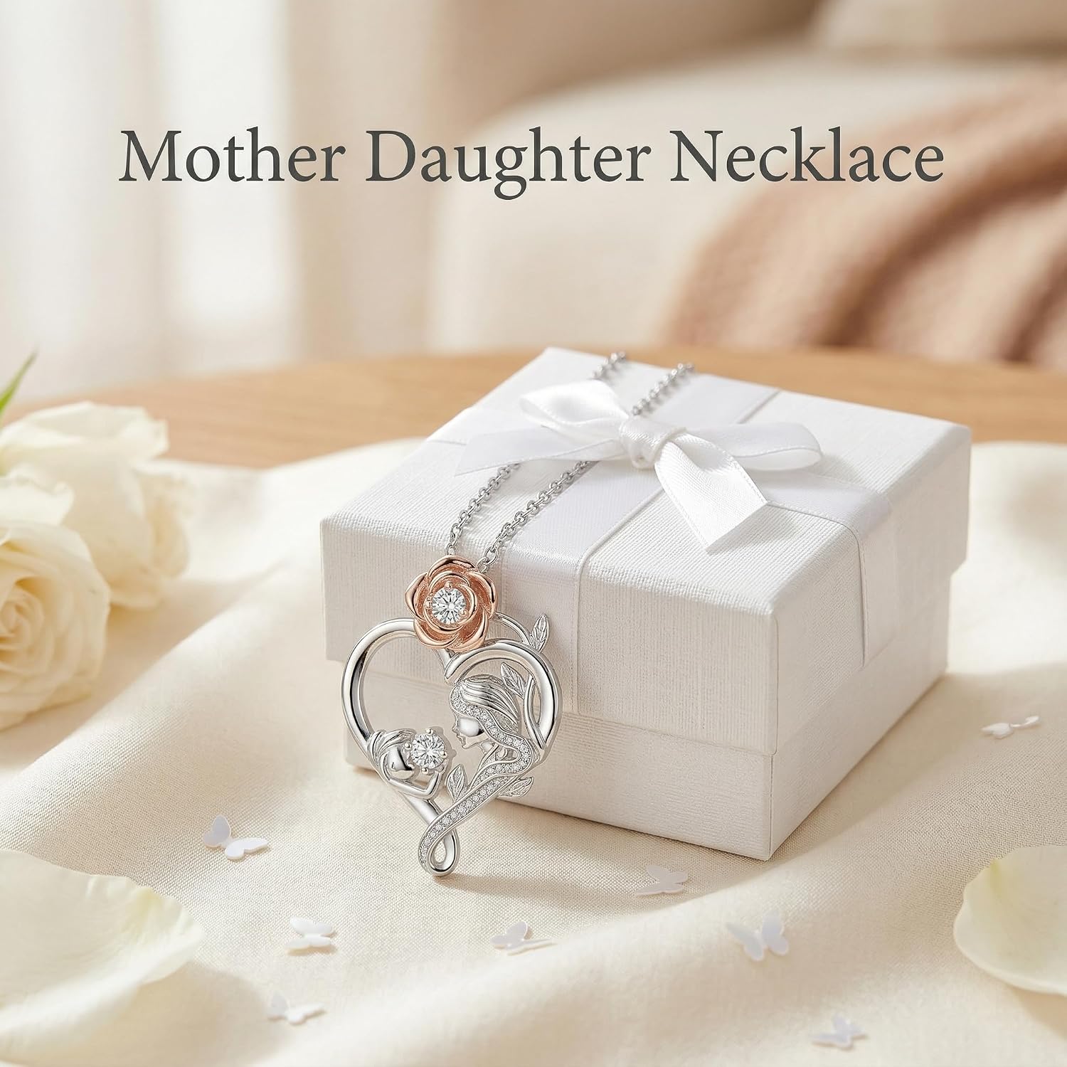 RJZ Mothers Day Gifts for Mom I Love You Forever Heart Mother and Daughter Son Pendant Necklace Jewelry Christmas Valentine Mothers Day Birthday Gifts for Women Mom Grandma From Daughter Son