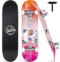 Vista 56 de BELEEV Patinetas para principiantes, 31 x 8 pulgadas, patineta completa para niños, adolescentes y adultos, 7 capas de arce canadiense doble patada