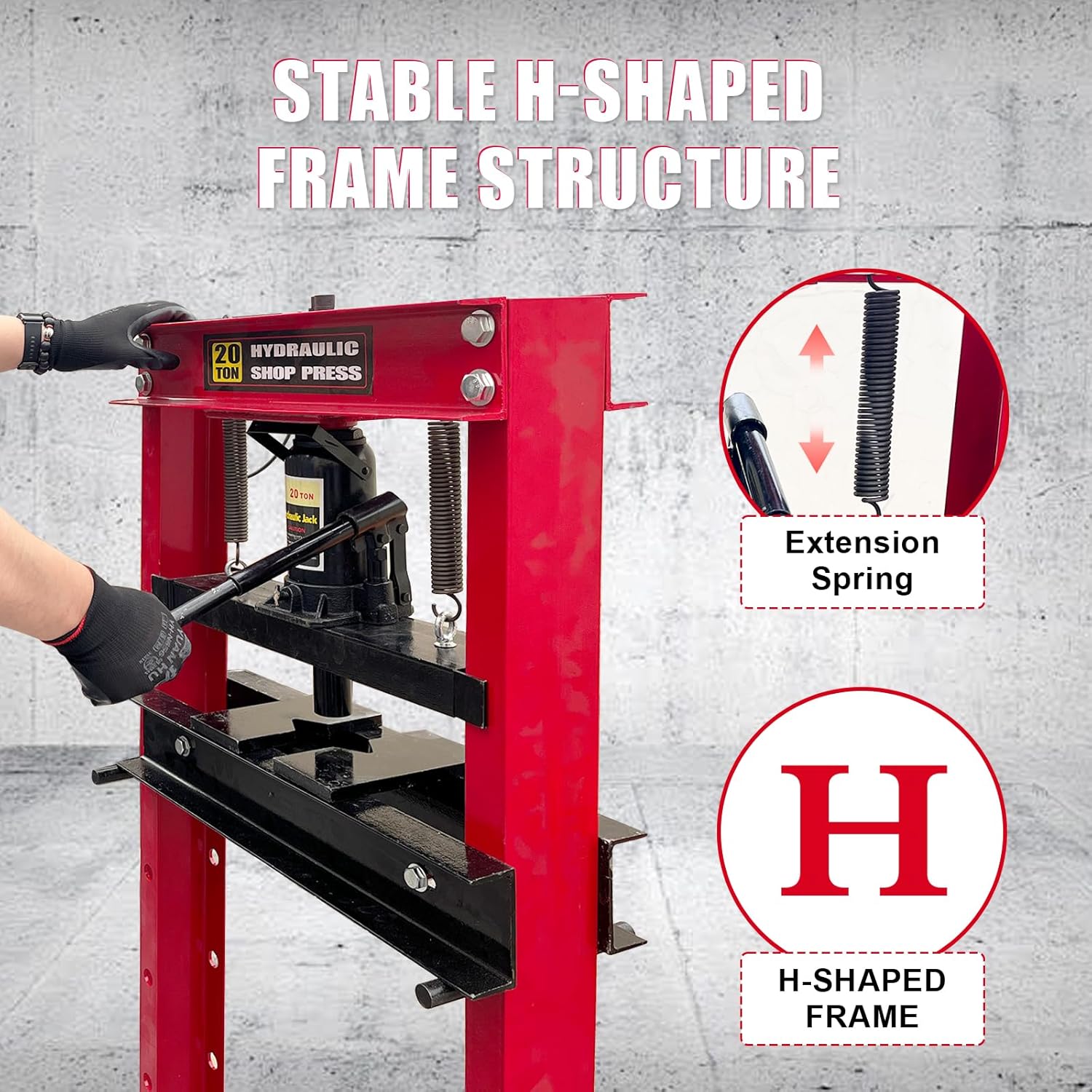 20 Ton Hydraulic Shop Press with Floor Press Plates for Garage Shop