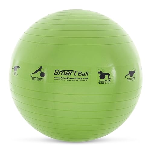 Prism Fitness Pelota de ejercicio de estabilidad autoguiada inteligente de 23 pulgadas con 13 ejercicios impresos para yoga, pilates, silla de disponible en Yaxa Colombia