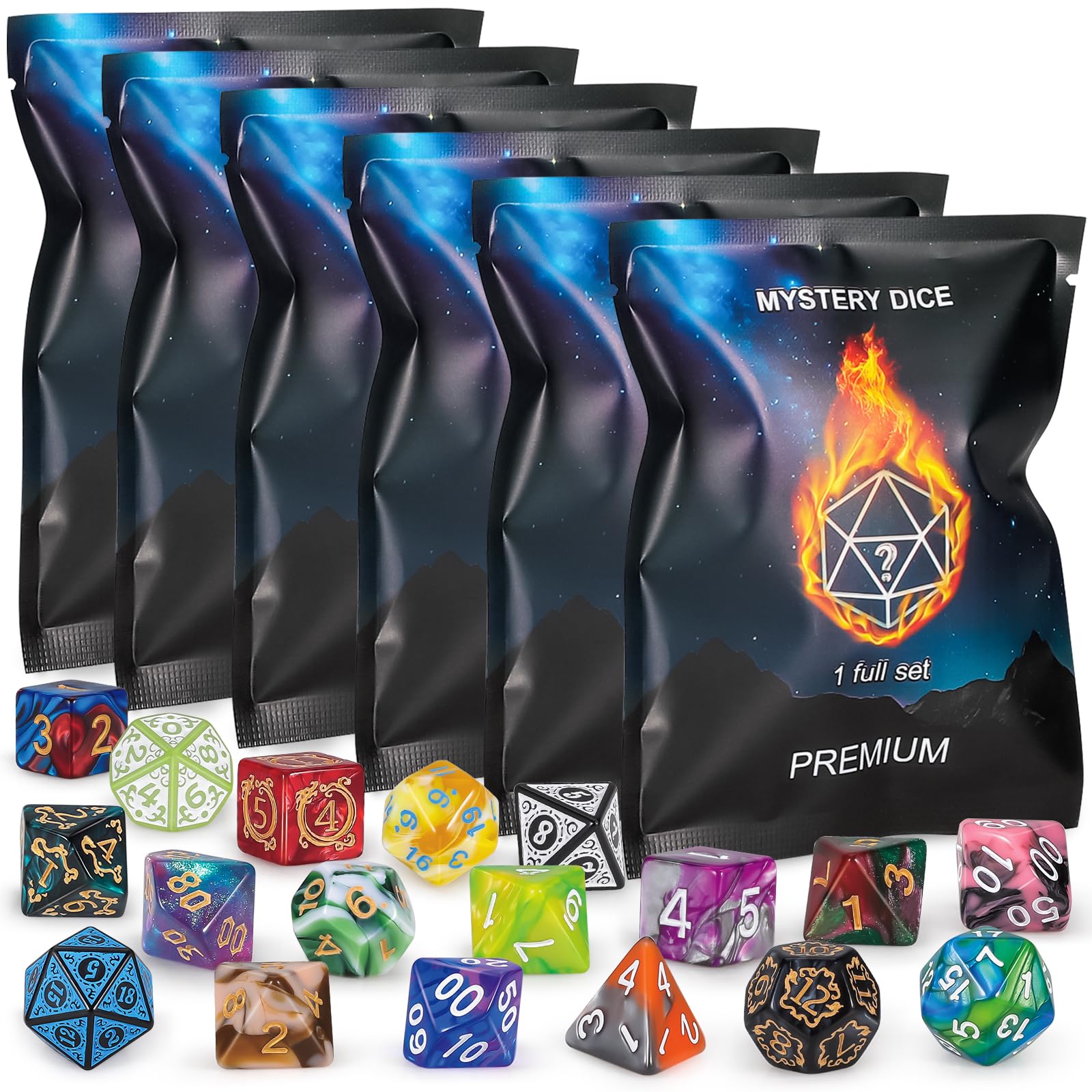 QMAY Mystery Würfel, Set mit 7 Polyedrische Würfel, Gaming Würfel, DND RPG MTG, Tischspiele