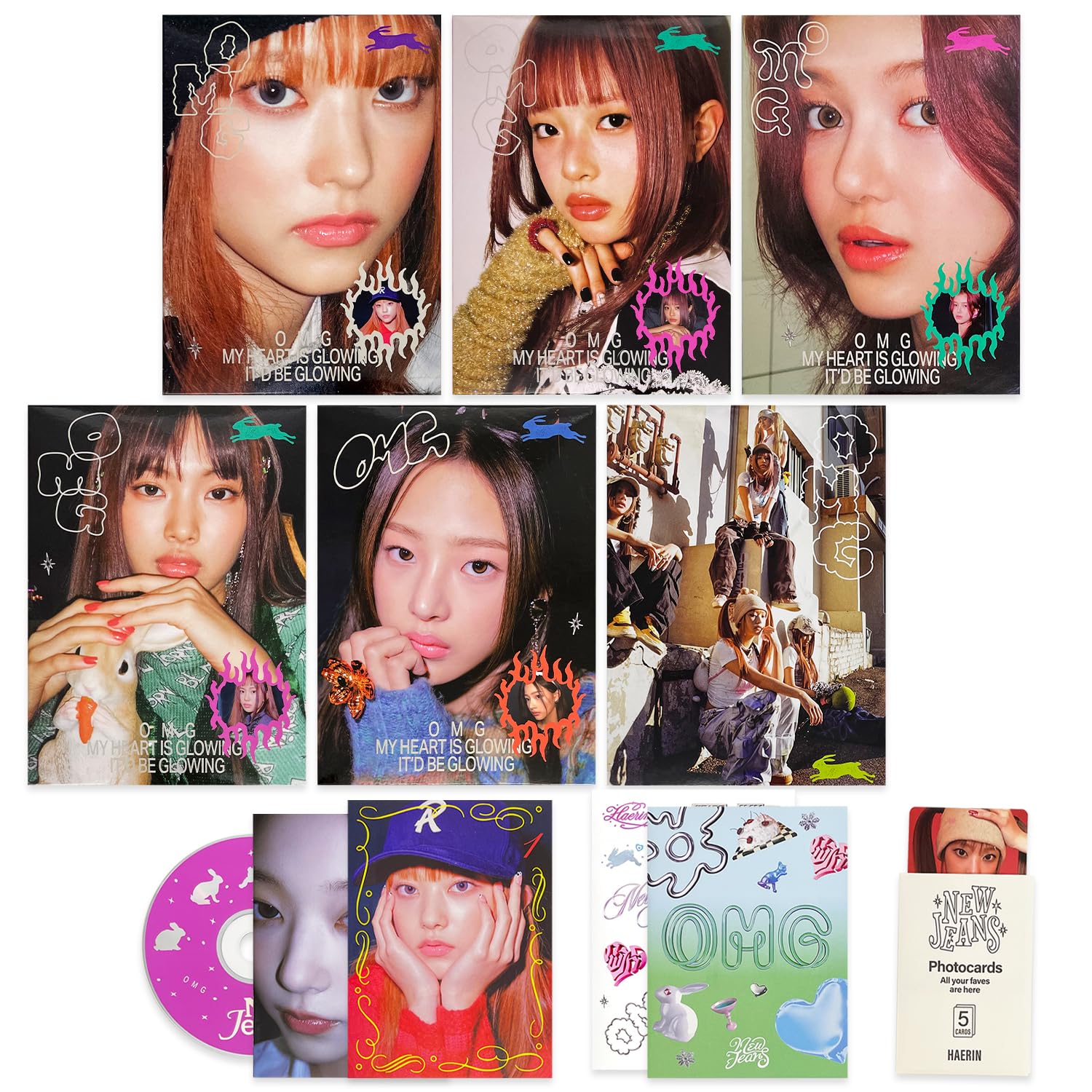 [OMG] 1st Single Album (Message Card ver. / Random) Out Box + Message Cards + Photobook + Lyrics Photocards + Sticker + 3 Extra Photocards K-POP Sealed Album