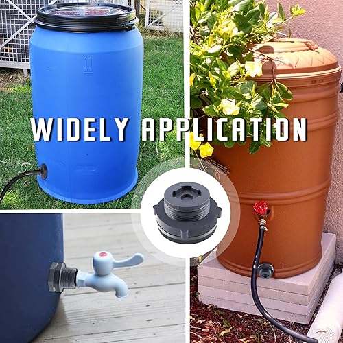 Miniatura 6 de Rierdge 2" Hembra PVC Bulkhead Fitting, conector de tanque de agua con tapones para barriles de lluvia, acuarios - gris oscuro