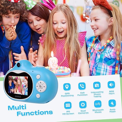 Miniatura 2 de Simrex Cámara para niños, mini cámara digital para niños, videocámara de video a prueba de golpes con pantalla IPS HD de 2.0 pulgadas, altavoz