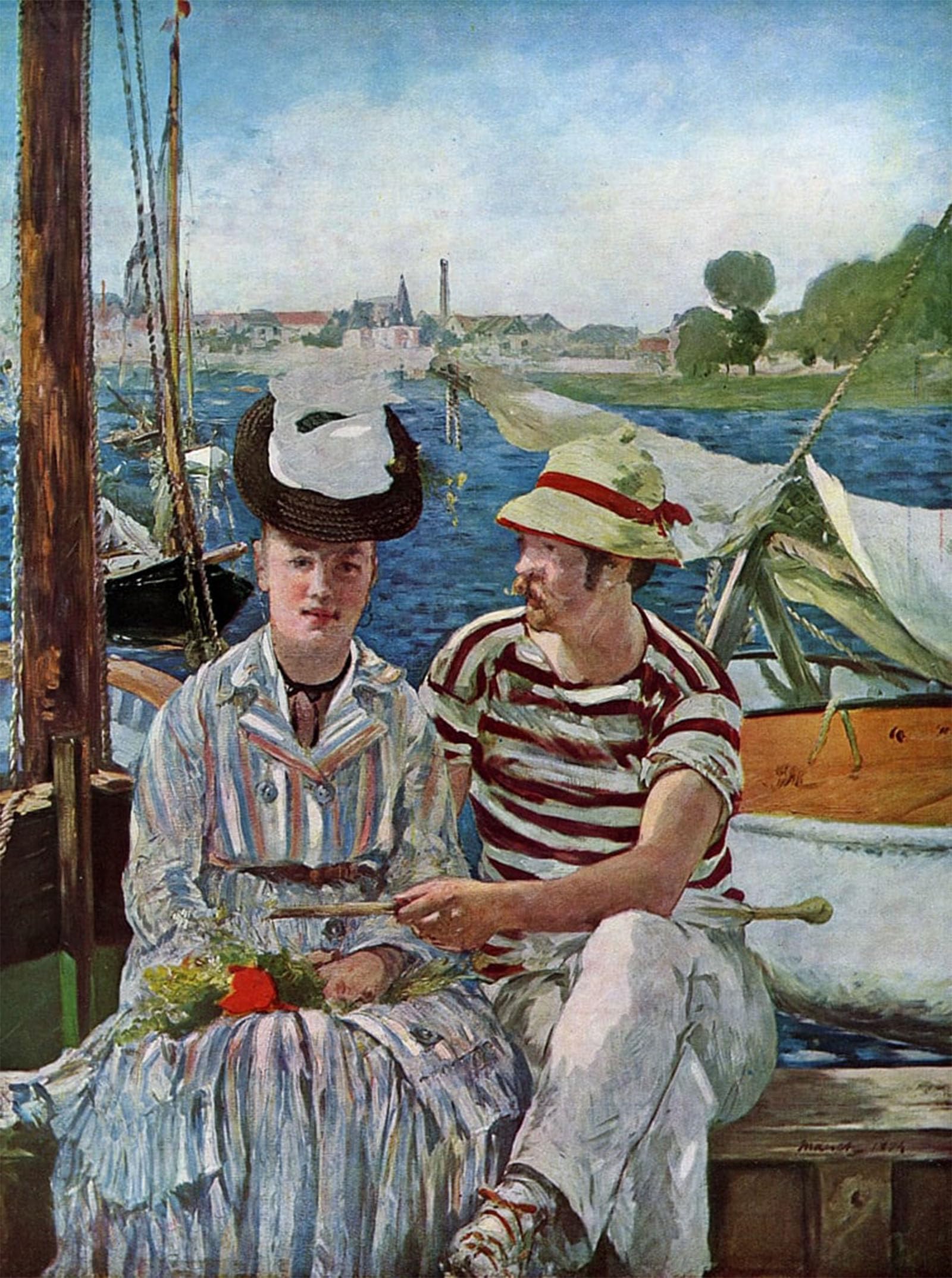ARTXLXXBN Famous Prints Artwork Pictures Poster Painting Art Argenteuil by Edouard Manet Artwork Landscape Pictures for Home Decor 60x90cm