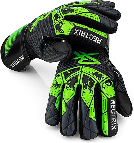 Miniatura 5 de Rectrix Guantes de portero audaces  Protección para guardar los dedos  Látex alemán  Corte negativo  Tallas para jóvenes y adultos  para fútbol