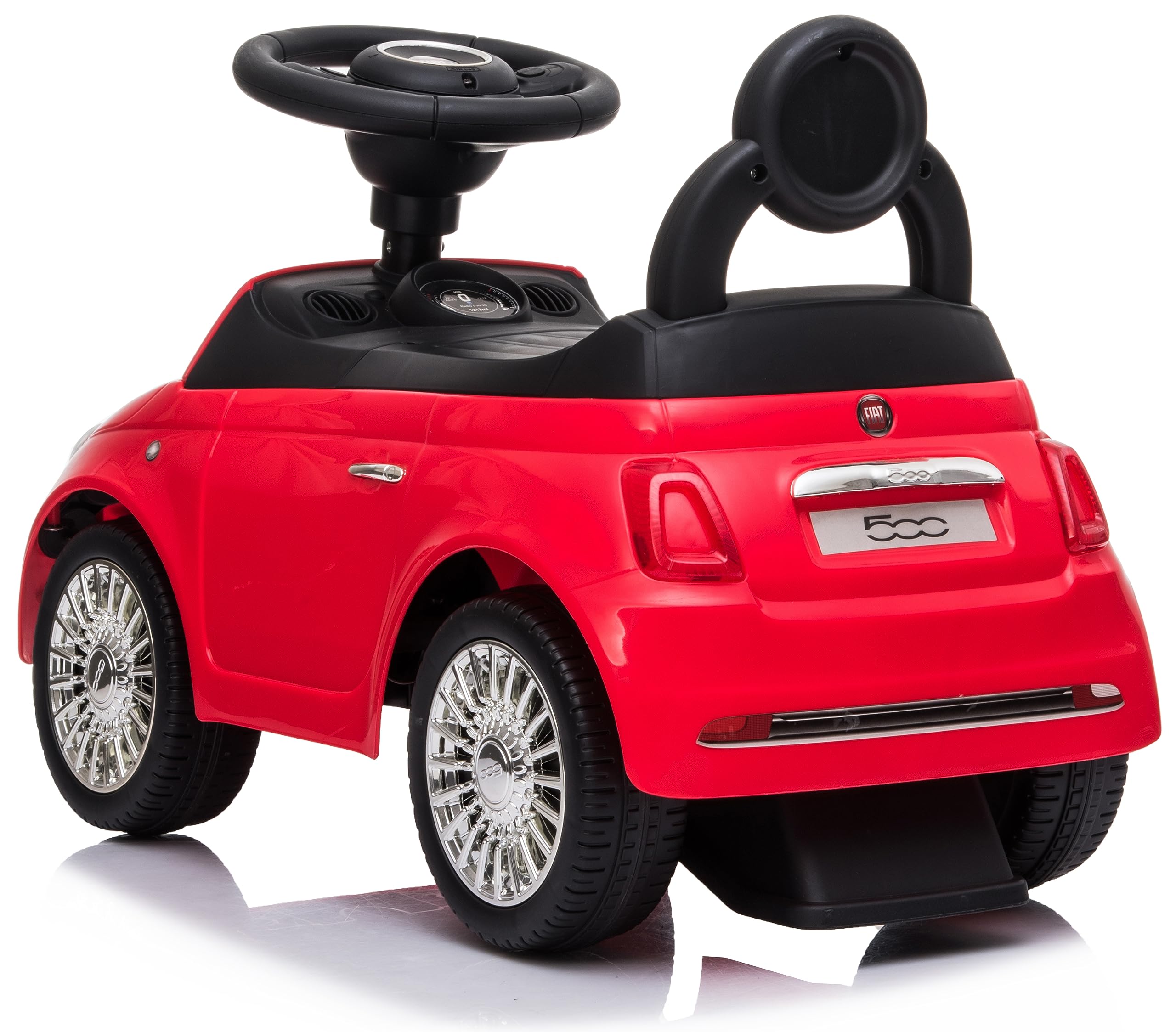 Macchinina bambino a partire dai 12 mesi di età, cavalcabile bambino, Fiat 500, auto per bambini, aiuto per imparare a camminare con suoni, Volante con clacson e suoni del motore (Rosso)