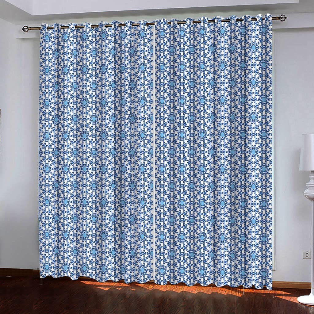 Rideaux occultants bleu 132x225 rideau thermique anti chaleur froid opaque fenetre salon lot de 2