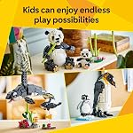 LEGO Creator 3 en 1 animaux sauvages famille panda - Kit de jouet de construction pour enfants avec 3 options de construction, panda, pingouin ou orque - Cadeaux d'anniversaire pour filles et garçons de 8 ans - 31165