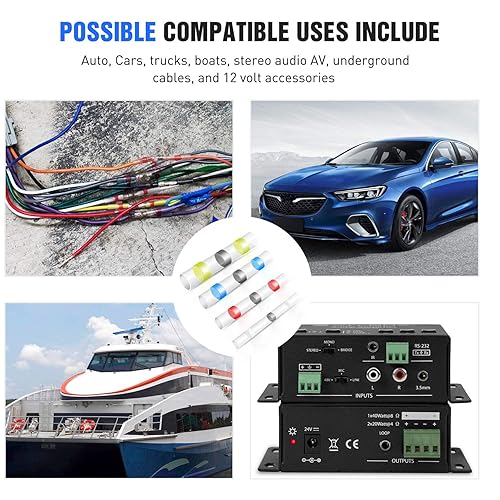 Miniatura 64 de Nilight 50015R - 200 conectores termocontraíbles – Conectores de alambre impermeables – Terminales eléctricos de grado marino automotriz – Kit