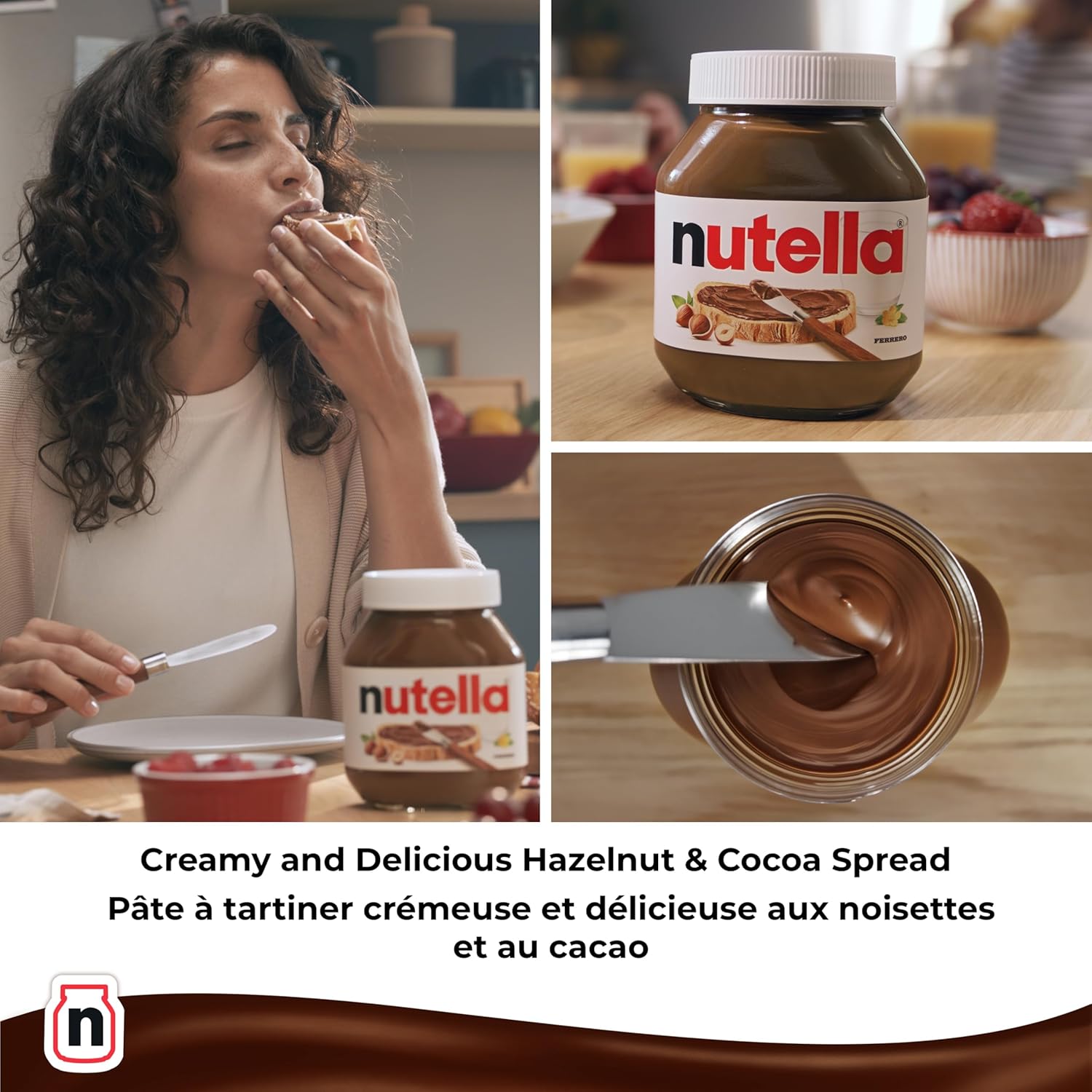 NUTELLA Hazelnut Spread with Cocoa for Breakfast; Bulk 1 Kilogram Jar - Image 4
