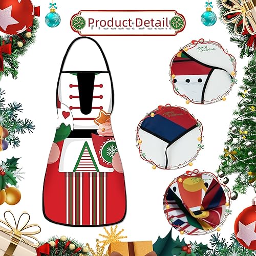 Miniatura 3 de clothmile 4 delantales de cascanueces de Navidad, delantales de cocina de Navidad, delantales de cocina ajustables, para decoración de fiesta de