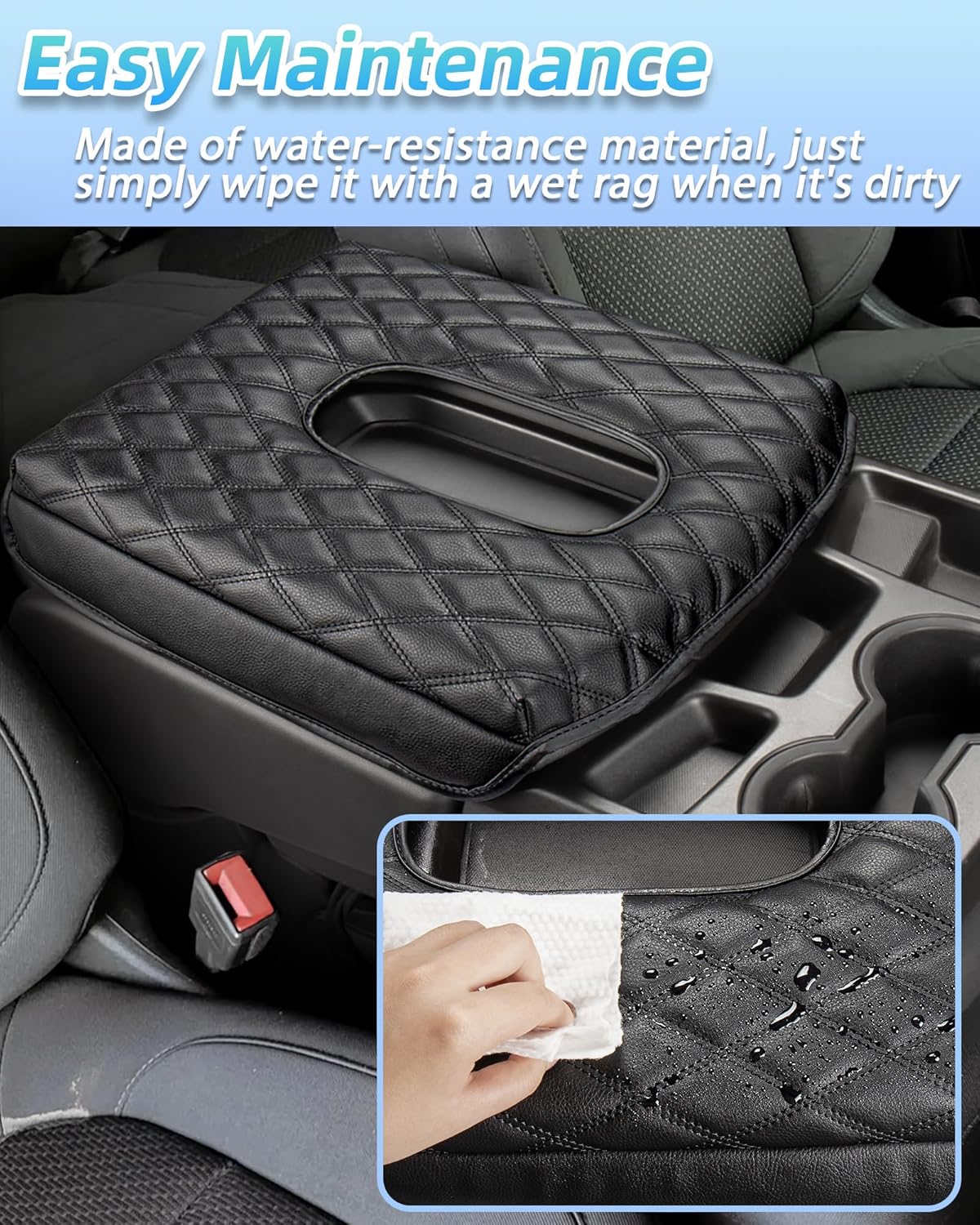 Center Console Armrest Cover Compatible with 2019-2026 Chevy Silverado & GMC Sierra Accessories, PU Leather Middle Console Cover Protector Pad, Only Fit 40/20/40 Split Bench Jump Seat Console