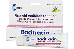 Globe Bacitracin Zinc 1 oz Tube, First Aid Antibiotic Ointment for Infections