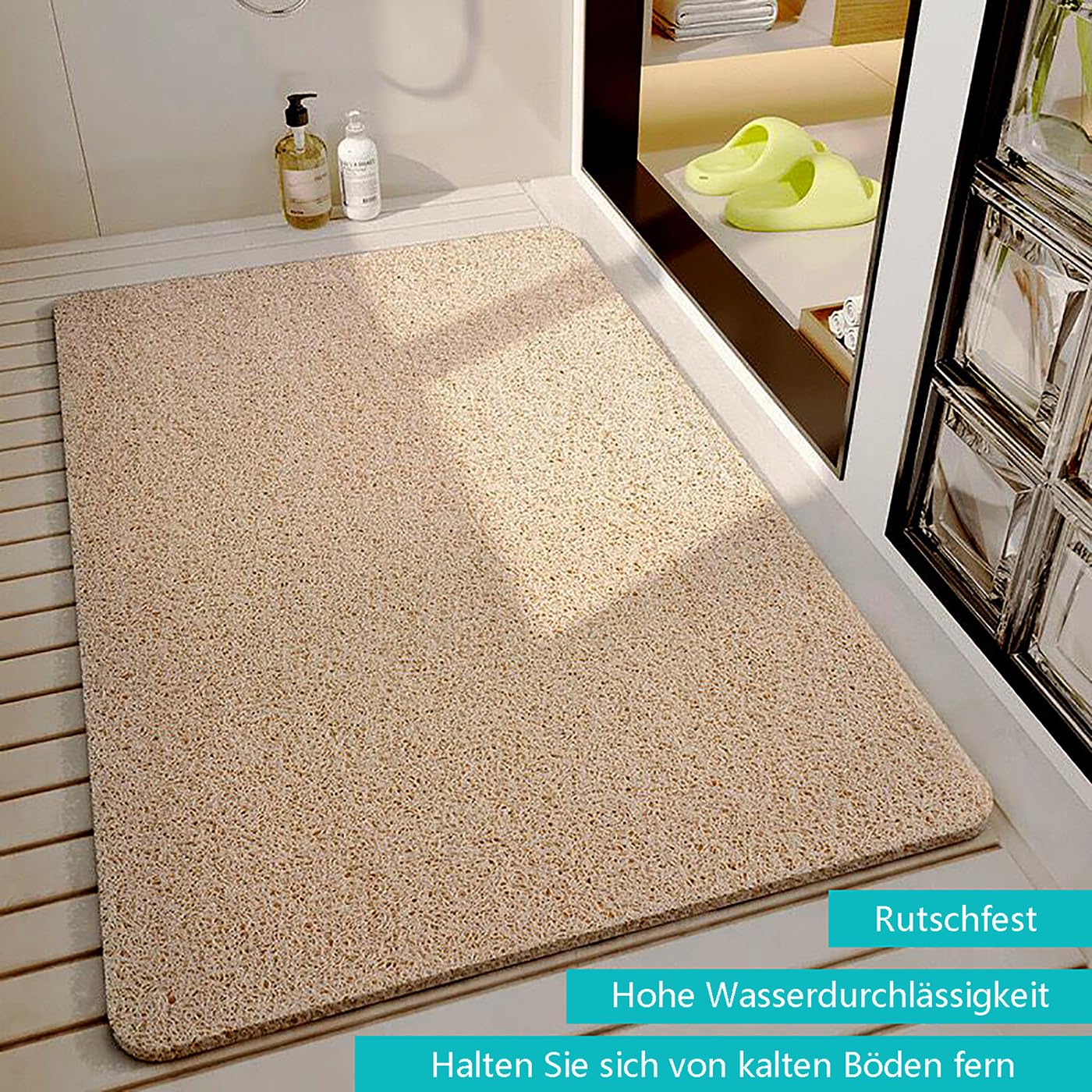 Alfombrilla de ducha antideslizante de 40 x 60 cm, rectangular, antideslizante, con alta permeabilidad al agua, alfombra de ducha de PVC para zonas húmedas
