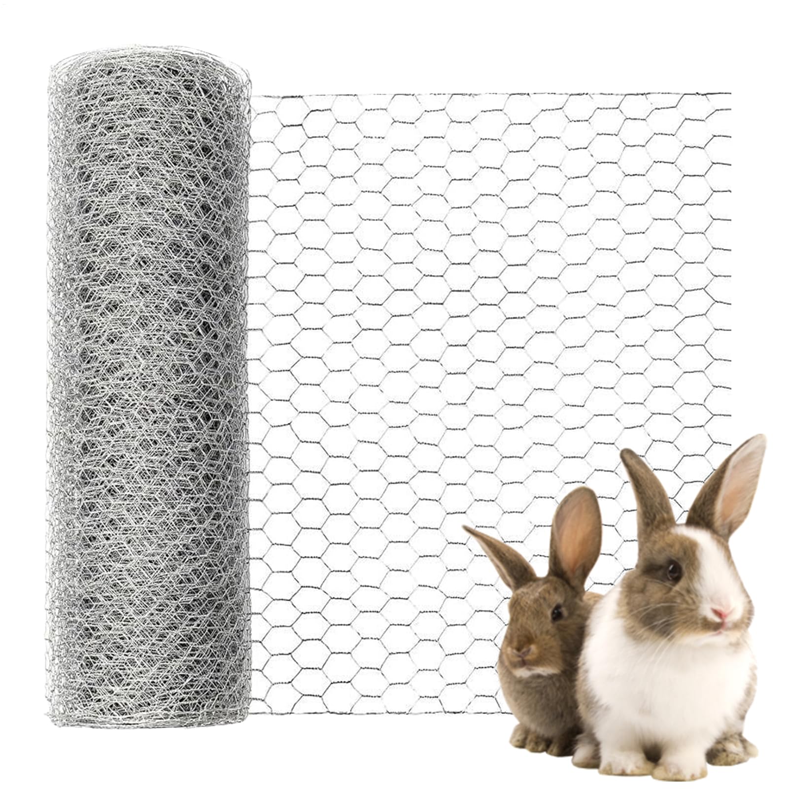Chicken Wire Fencing | Galvanized Metal Heavy Duty Netting,Rabbit Barrier Hardware Cloth Net - for Craft Projects Animal Tree Duck Coop Trellis Rock Wall Garden Outdoor Backyard Flower Bed