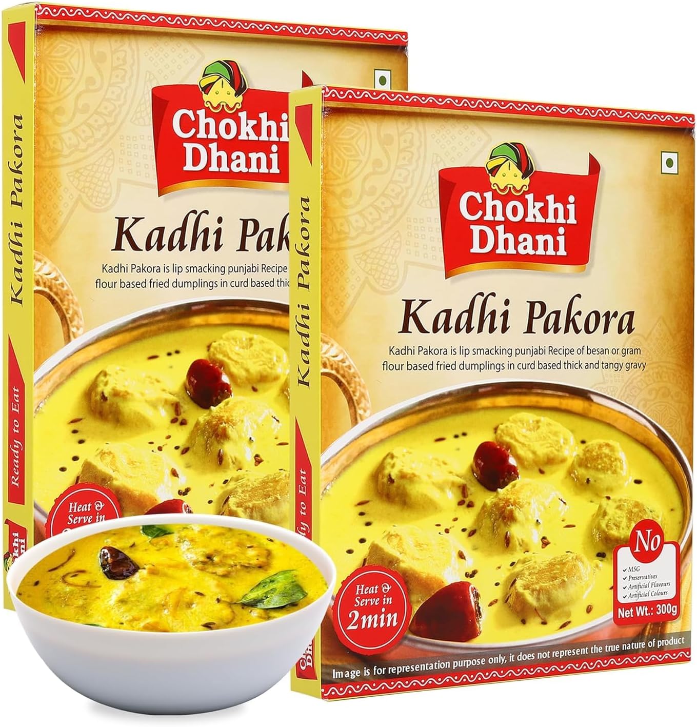 Chokhi Dhani Ready to Eat Kadhi Pakora, Instant Meal (Pack of 2, 300g each)