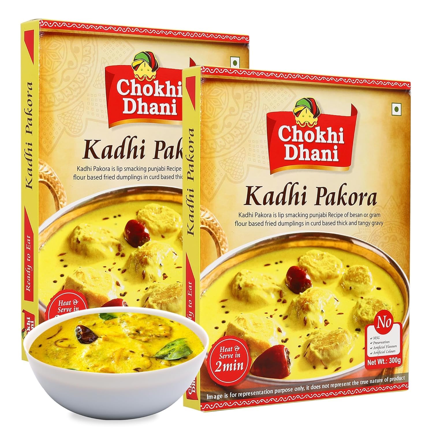 Chokhi Dhani Ready to Eat Kadhi Pakora, Instant Meal (Pack of 2, 300g each)