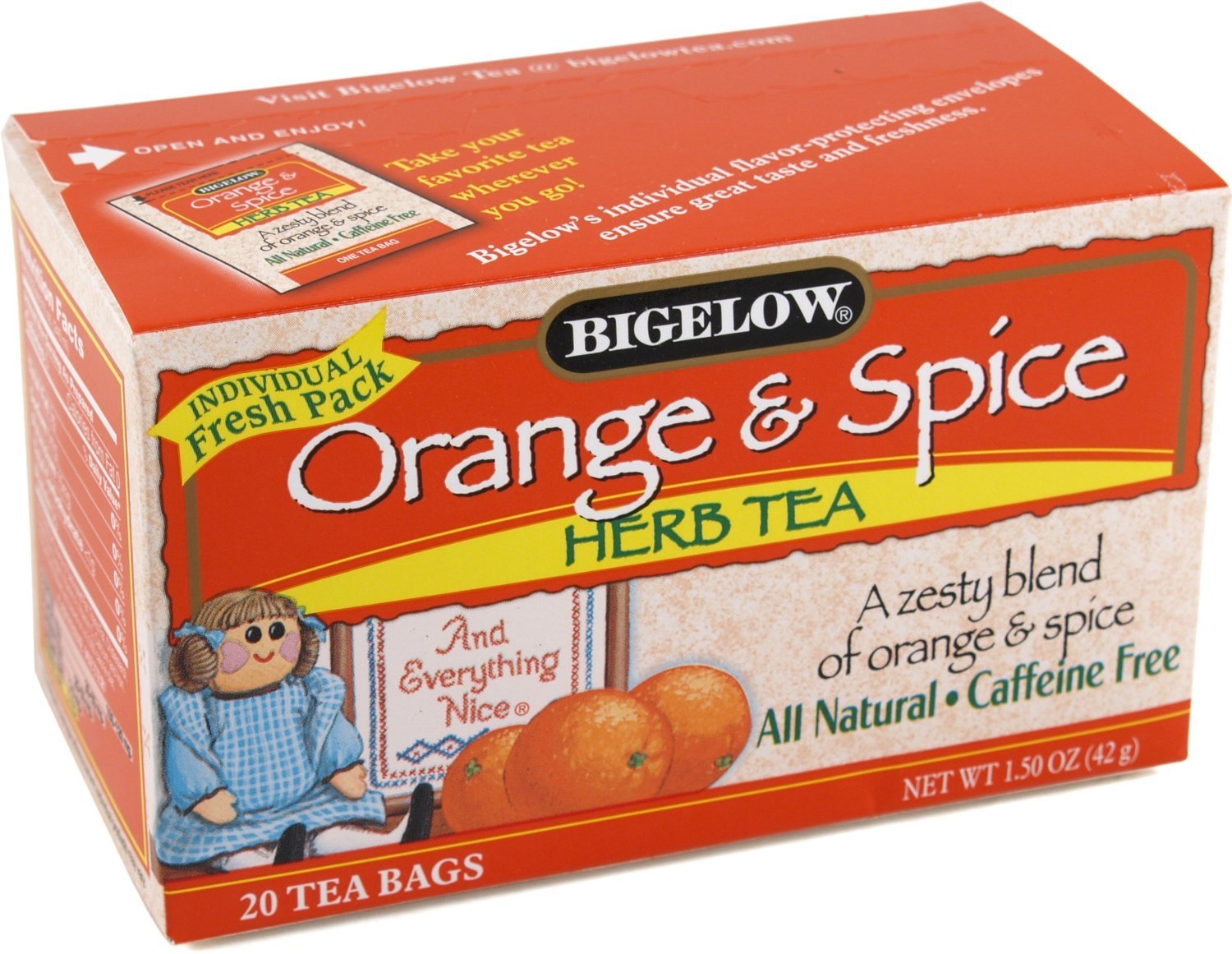 BIGELOW Orange and Spice Herbal Tea 20 Teabags (Pack of 12