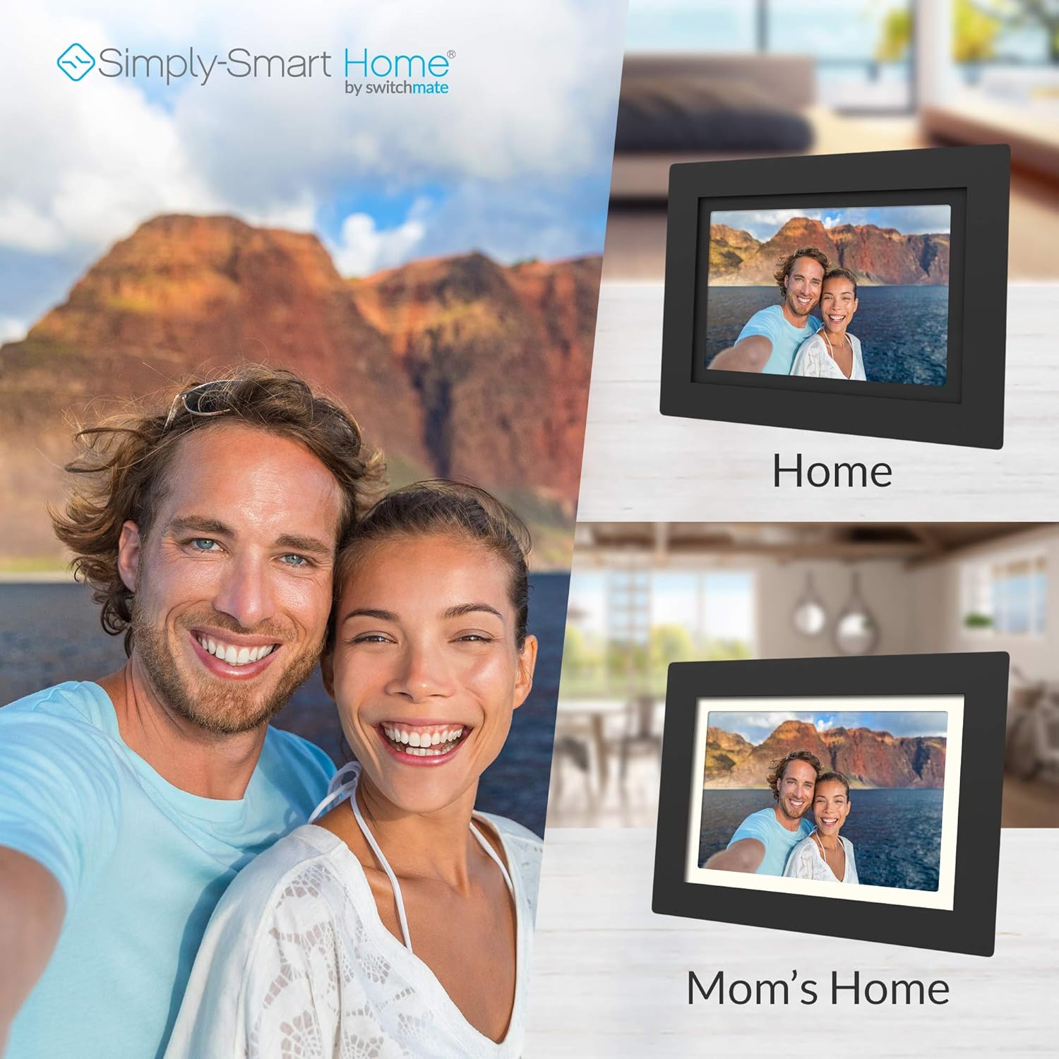 PhotoShare Friends and Family Smart Frame 8" Digital Photo Frame, Send Pics from Phone to Frame, Wi-Fi, 8 GB, Holds Over 5,000 Photos, HD, 1080P, Black/White Mattes, iOS, Android : Electronics