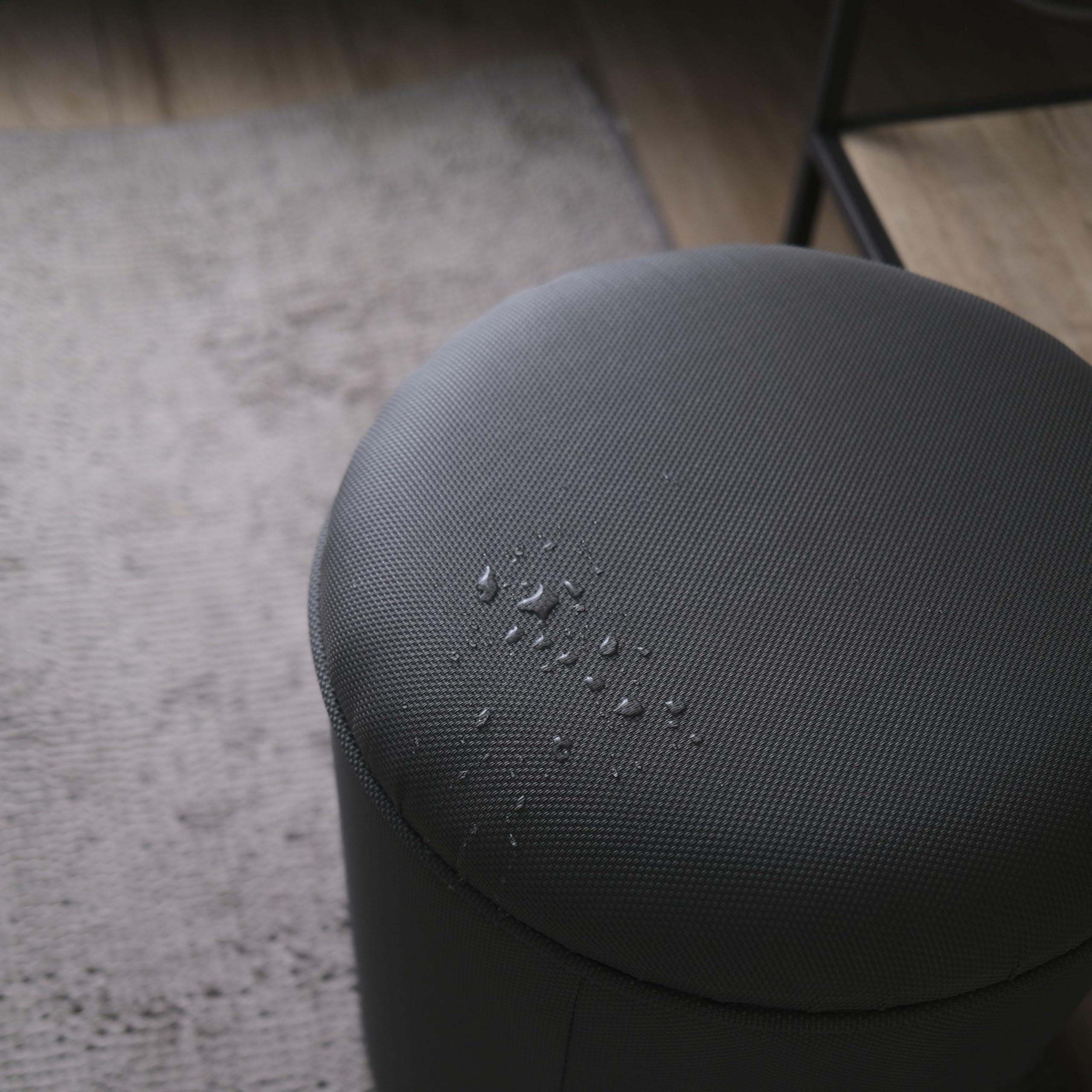 Norbe | MILO | Set Pouf Contenitore e Pouf Poggiapiedi da Outdoor in Tessuto Oxford| Seduta da Esterno/interno| Sgabello Poggiapiedi Veranda impermeabile| Poltroncina Bimbi da giardino| (Grigio Tela)
