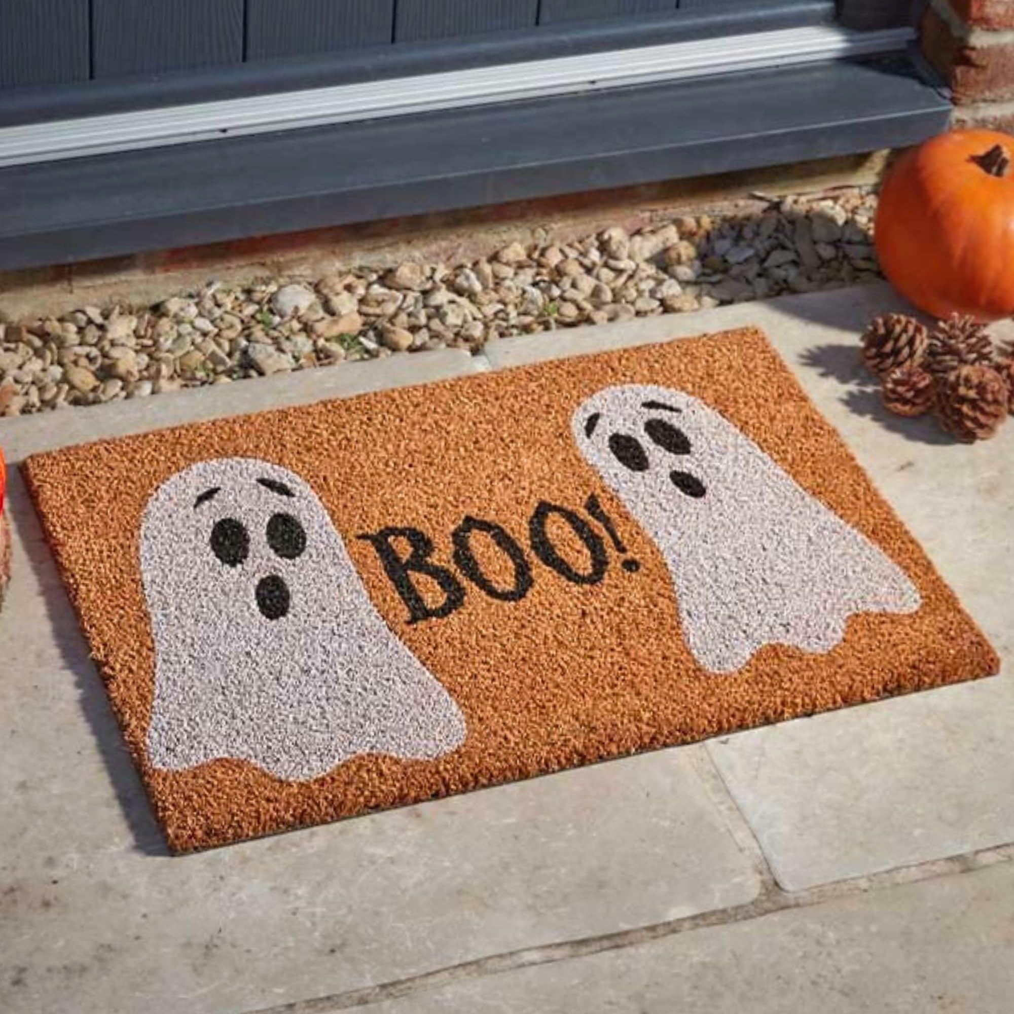 40 x 60cm Halloween Door Mat - Non Slip Coir Outdoor Rug - Ghost Doormat