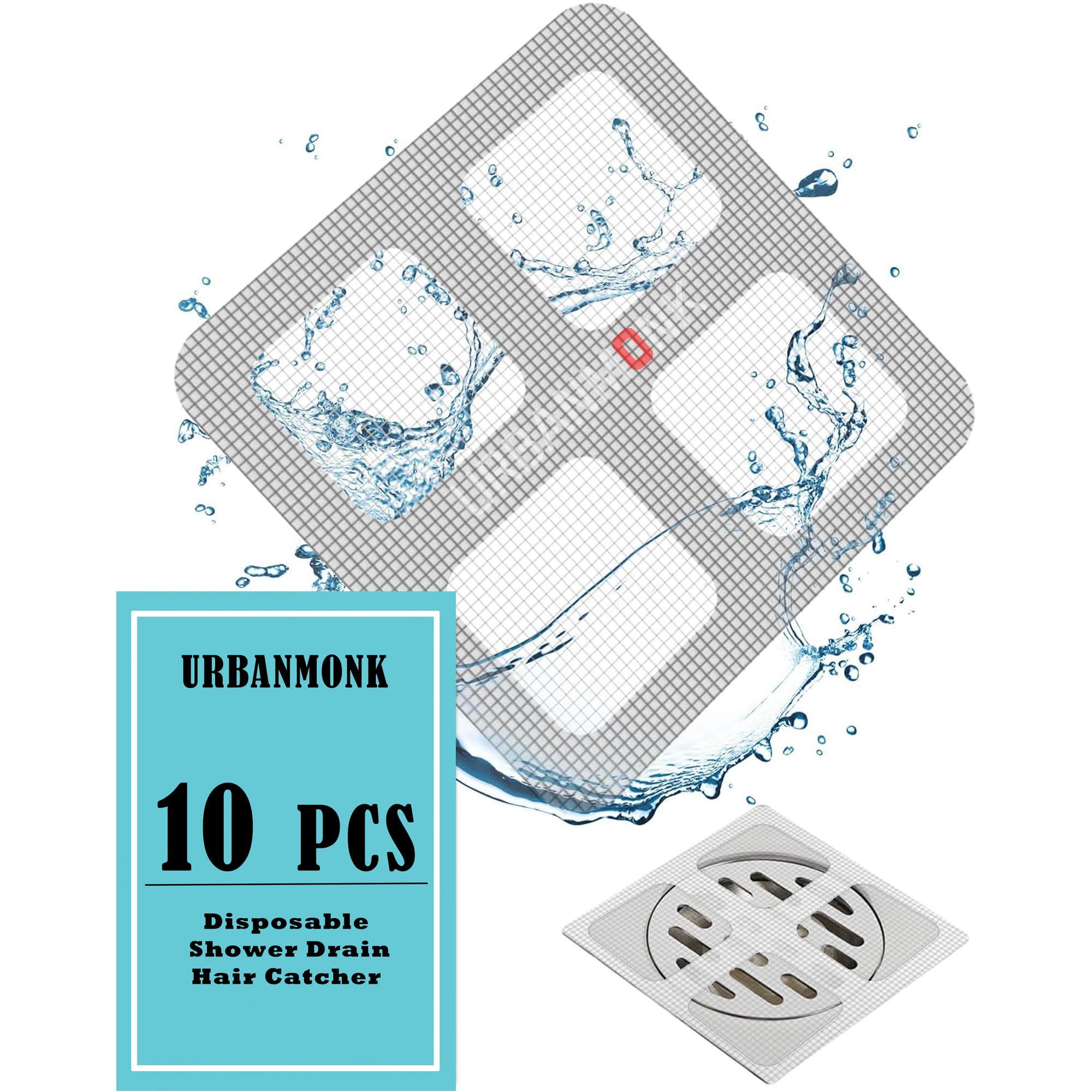 URBANMONK 10 Pcs Disposable Shower Drain Hair Catcher Stickers | Drain Mesh for Bathroom Drain | Mesh Guard for Bathroom, Kitchen Sink, Shower Drain Guard mesh Sticker (B0D6BLRQF2) Amazon Price History, Amazon Price Tracker