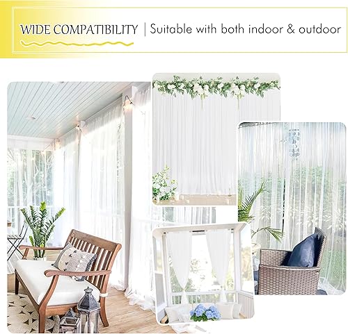 Miniatura 8 de NICETOWN 2 paneles de cortinas de mosquitera impermeables para porche, patio, cenador, pérgola, cortinas de tul transparente con bolsillo para