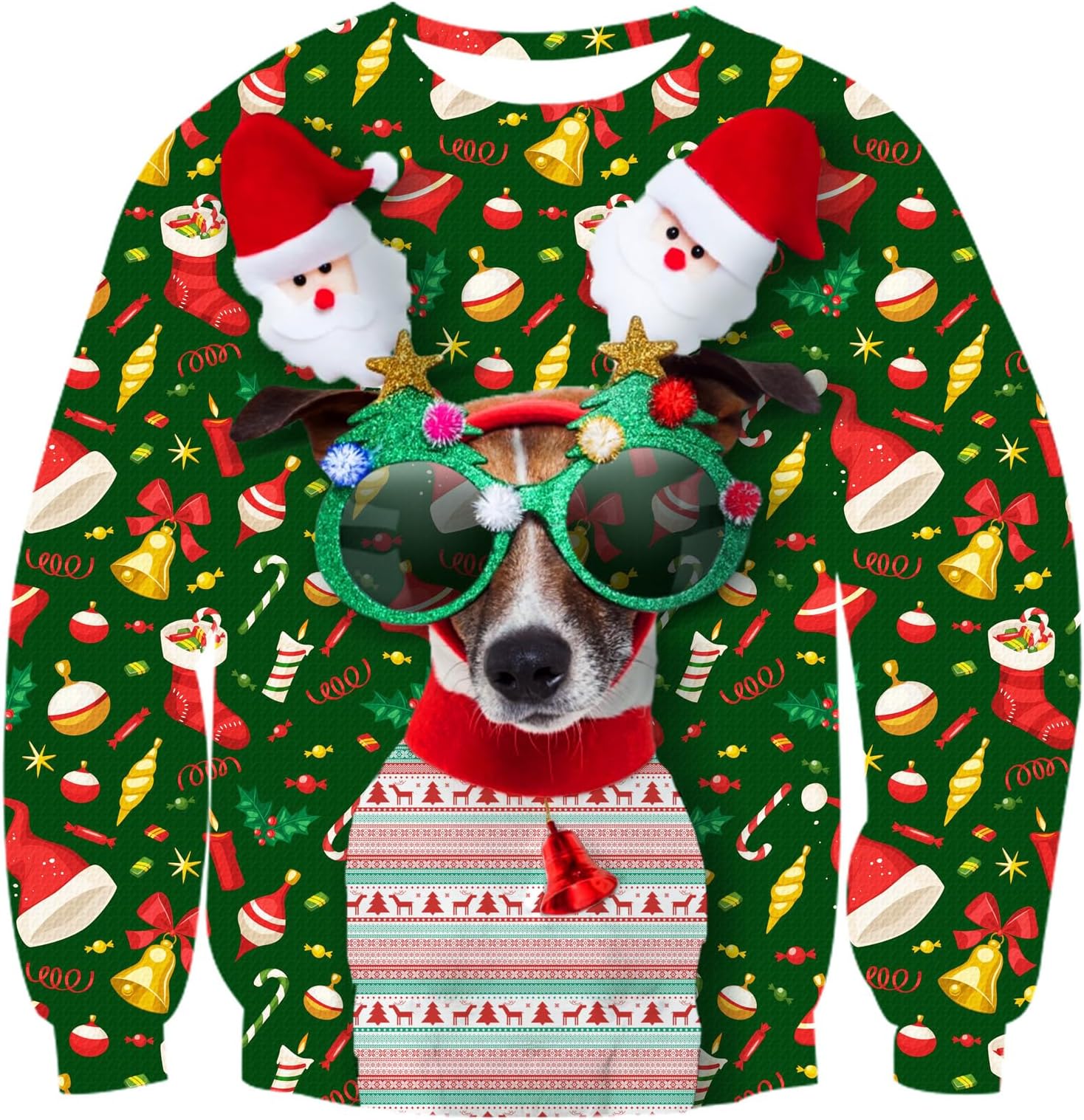 uideazoneUnisex Ugly Christmas Sweater 3D Printed Funny Crewneck Pullover Sweatshirts for Xmas Party Celebration