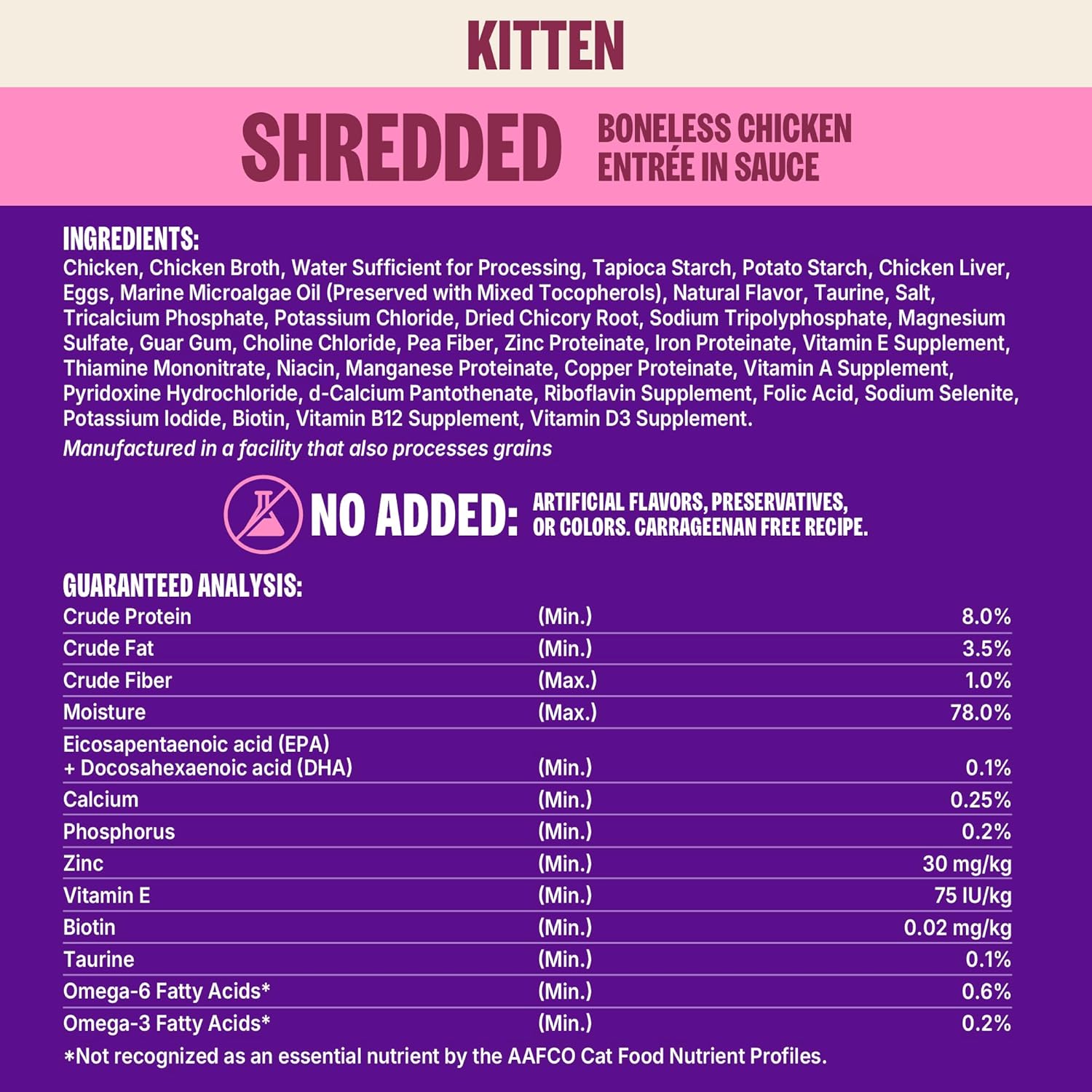 Wellness CORE Signature Selects Shredded Kitten Canned Wet Cat Food, Natural, Protein Rich, Grain Free, Chicken Entrée Recipe, 5.3 oz, Pack of 12 Cans