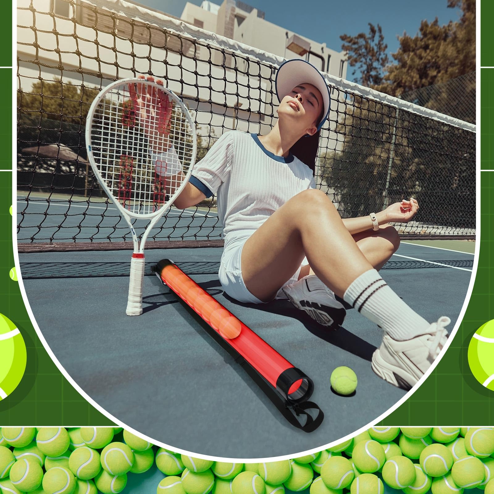 Tube Ramasse-balles De Tennis – Avec 6 Balles Offertes – Ramassage Rapide Sans Se Baisser
