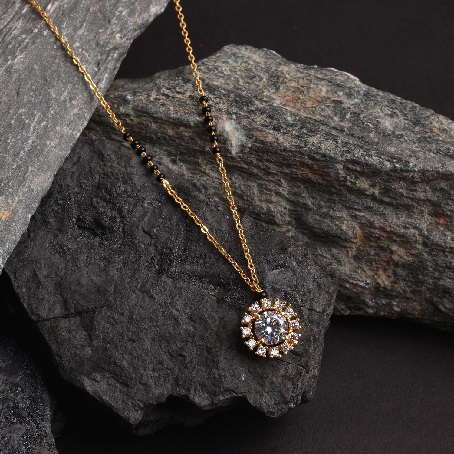 Mangalsutra Pendant Set for Him & Her with American Diamond & Traditional Beads