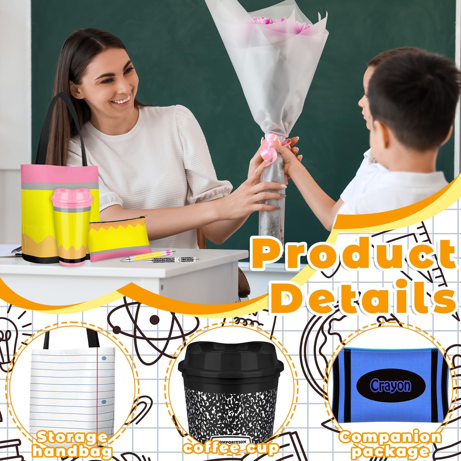 48 sacchetti di apprezzamento per insegnanti, 4 stili a tema scolastico, penne a sfera, penne a sfera, regalo di ringraziamento per insegnanti, scuola, scuola, forniture per feste (48)