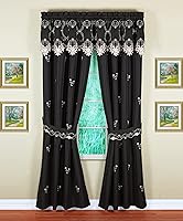 Vista 13 de Today's Curtain Verona - Nivel de bordado inverso, 36 pulgadas, crudo/rosa, 60 pulgadas de ancho x 36 pulgadas de largo