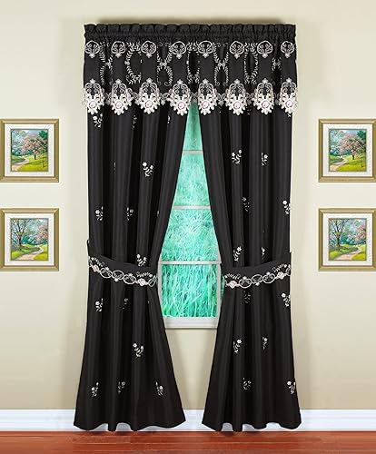 Vista 41 de Today's Curtain Verona - Persiana bordada inversa, 63 pulgadas, color crudo/antiguo