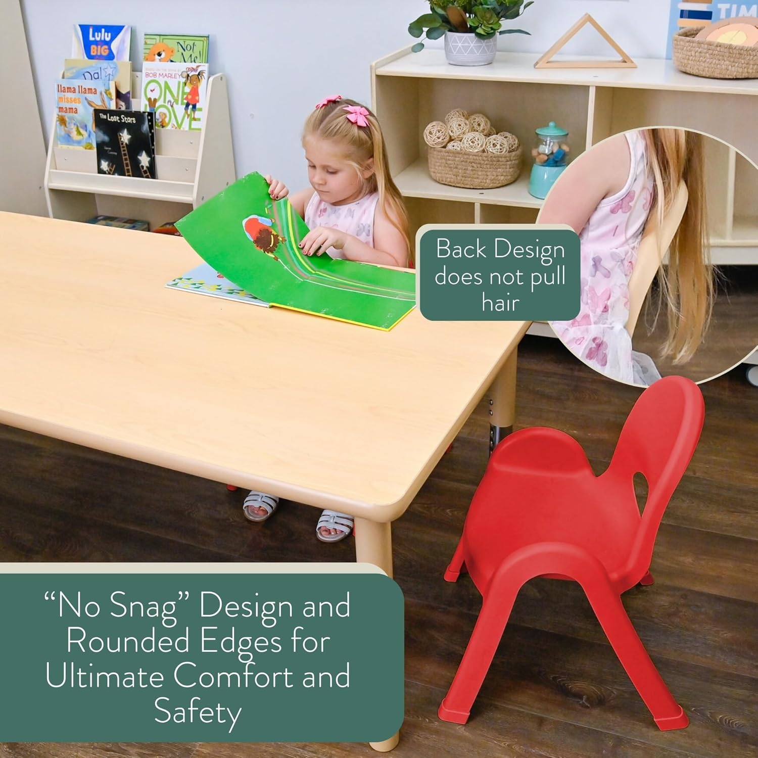 Angeles Value Stack 13" Child Chair, Candy Apple Red, 4 Pack, Stackable Ergonomic Seating Solution for Classrooms and Homeschools