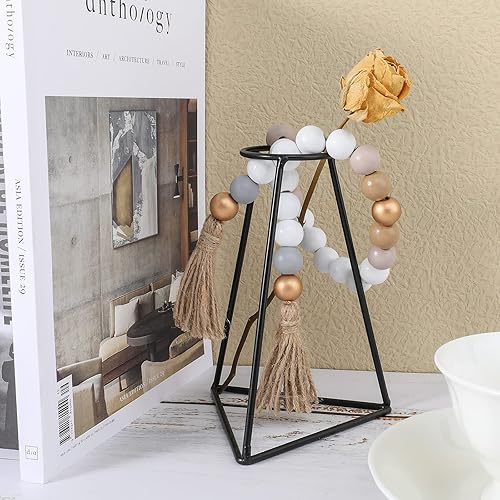 Miniatura 4 de Happy Makers Cuentas de madera para manualidades, 180 piezas, cuentas de madera de 16 y 0.787in, cuentas redondas rústicas naturales de granja