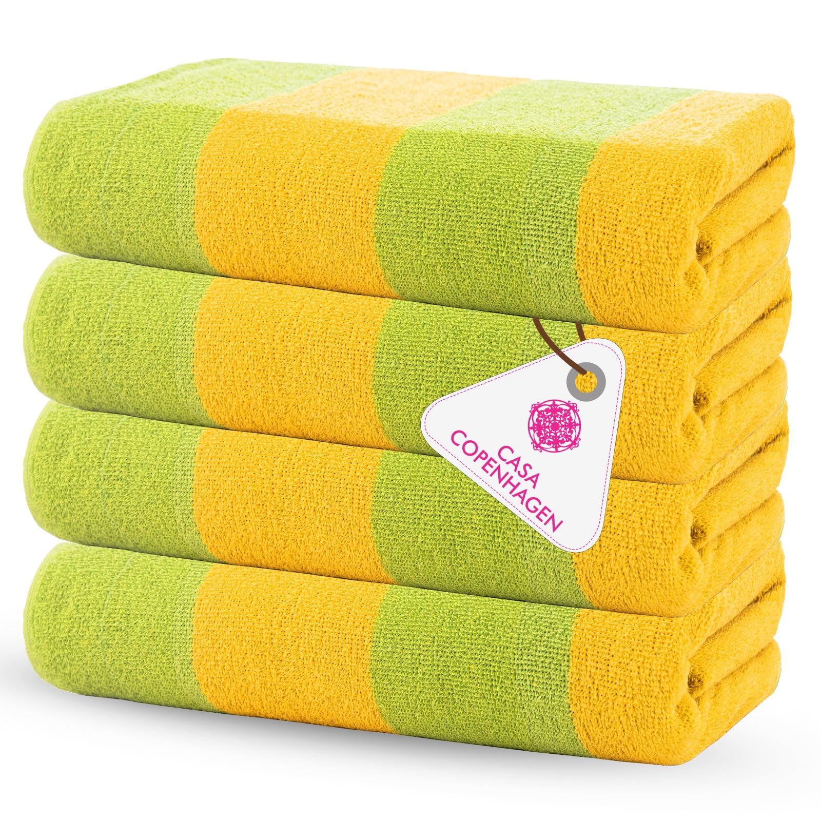 Casa Copenhagen Malibu Handtücher 4-Stück Geschenkset aus – Grün Strandtüchern, 75x150 cm extragroße Pooltüchern 100% Baumwolle (perfekte Sommer Geschenkset für Damen & Herren)