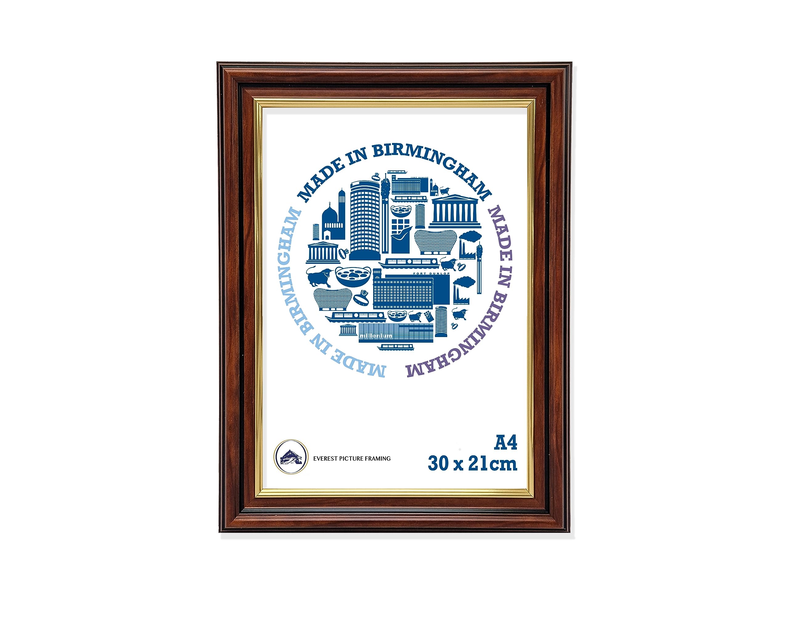 A4 Certificate Frame, Set Of 2 Document Photo Frame 21x29.7 cm, Wood Finish, Gold, Vintage. A4 Degree Frame Portrait and Landscape, Table top and Wall Mountable frame (Walnut with Gold Inner)