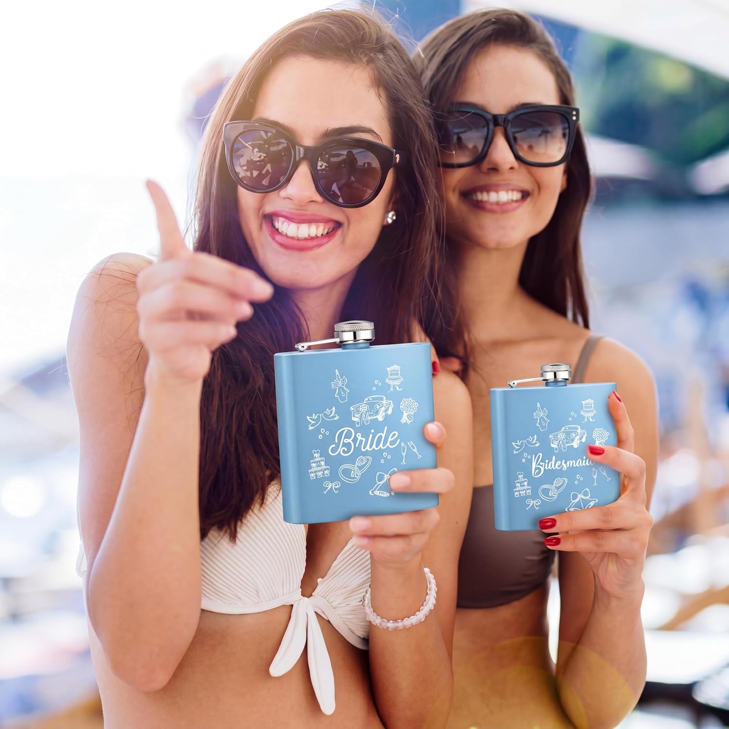 CHENGU 6 Pcs Last Toast on The Coast Bachelorette Gifts 6oz Funny Blue Coast Liquor Stainless Steel Bachelorette Flasks Bulk for Bridesmaids Brides Shower Beach Wedding Day Party Favors image 5