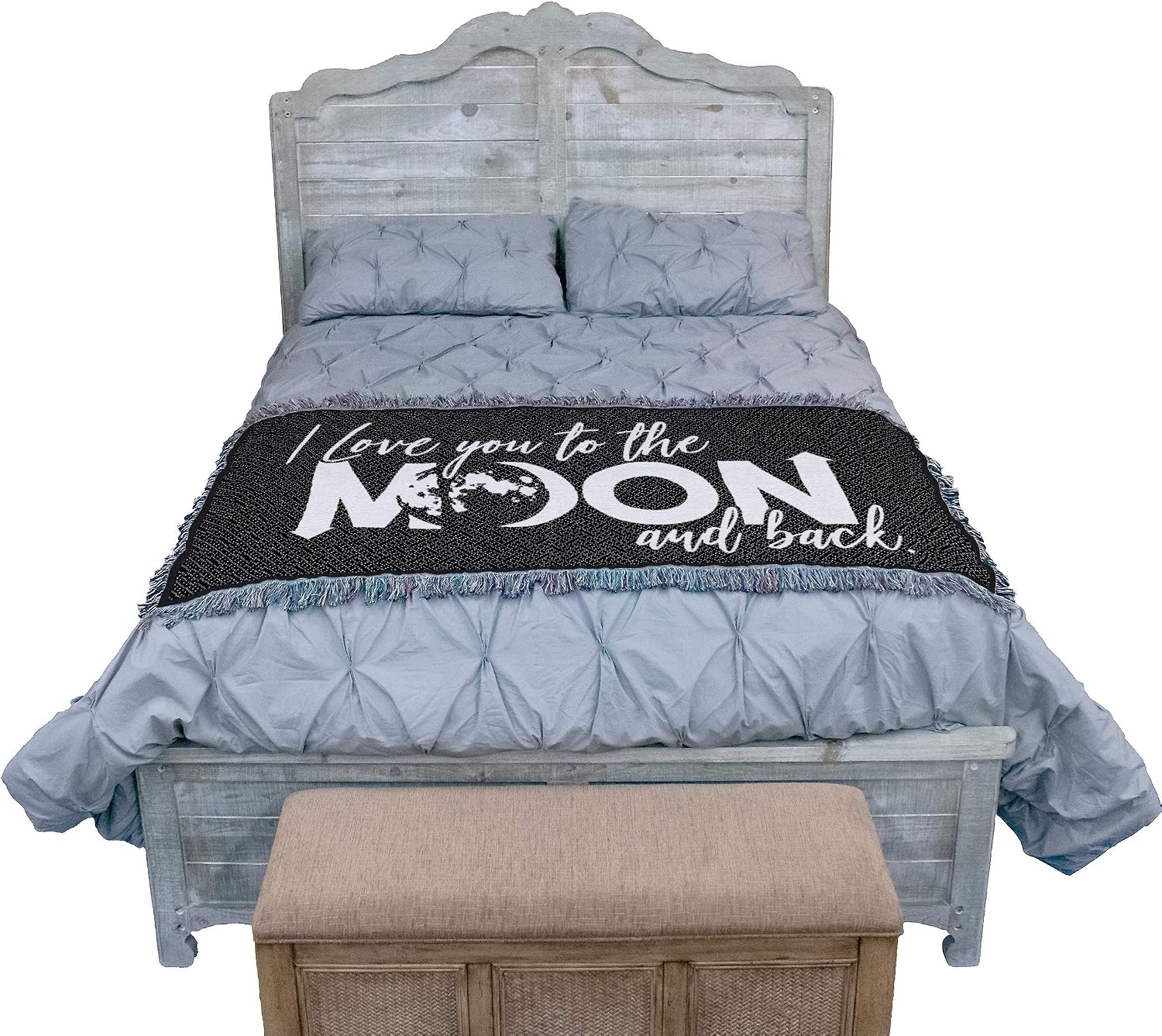 Pure Country Weavers I Love You to the Moon and Back Blanket Black - Gift Tapestry Throw for Back of Couch or Sofa - Woven from Cotton - Made in the USA (61x36)