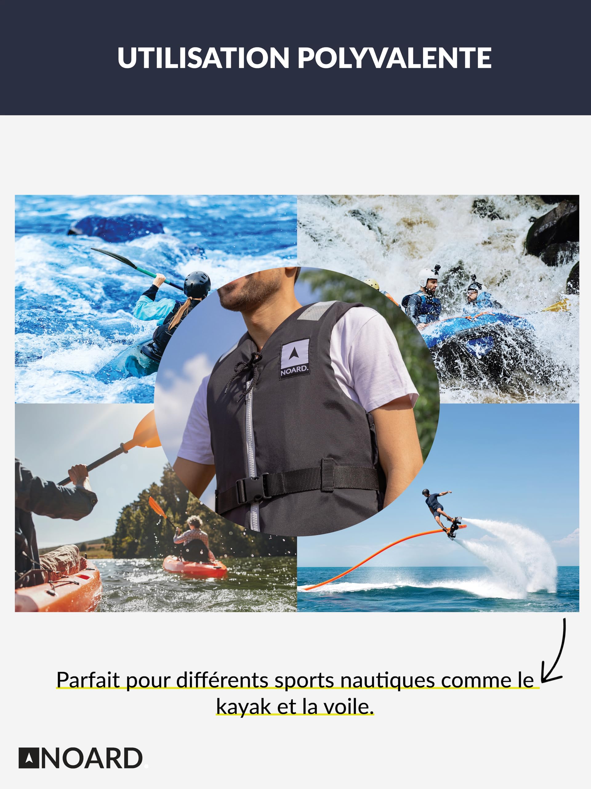 NOARD Gilet de Sauvetage pour Enfants - Seaside Orange - 10-120 kg - 100N de flottabilité - INCL. réflecteurs Solas & sifflet de signalisation