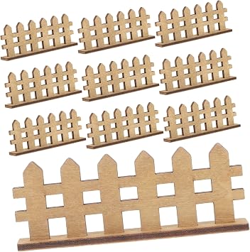 ORFOFE Miniature Fence Panels 10pcs Wooden Mini Fences for Dollhouse Mini Landscape Fence Decor for Garden DIY Decorative Fences